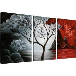 imageWieco Art Large Size Framed Art Canvas Art Prints Wall Art the Cloud Tree Abstract Pictures Paintings for Bedroom Home Office Decorations Contemporary Artwork 3 Panels Black Frames12x16inchx3pcs 30x40cmx3pcs