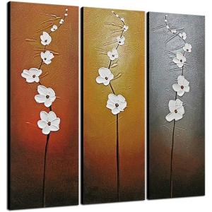 imageWieco Art Modern Contemporary Flowers Black Framed Artwork Decorative 3 Panels 100 Hand Painted Abstract Floral Oil Paintings on Canvas Wall Art Dcor for Living Room Home Decorations10x30inchx3pcs 25x75cmx3pcs