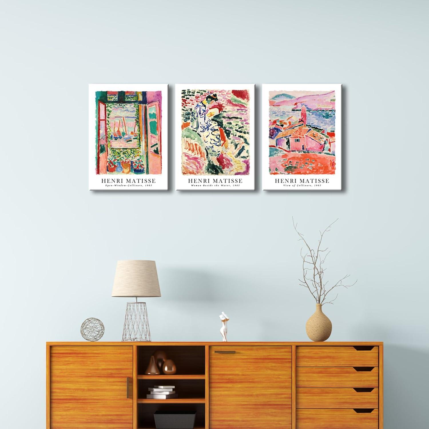 imageWieco Art 3 Piece Henri Mattise Canvas Wall Art Abstract Colorful Matisse Posters Canvas Prints for Wall and Home Office Decorations12x16inchx3pcs30x40cmx3pcs