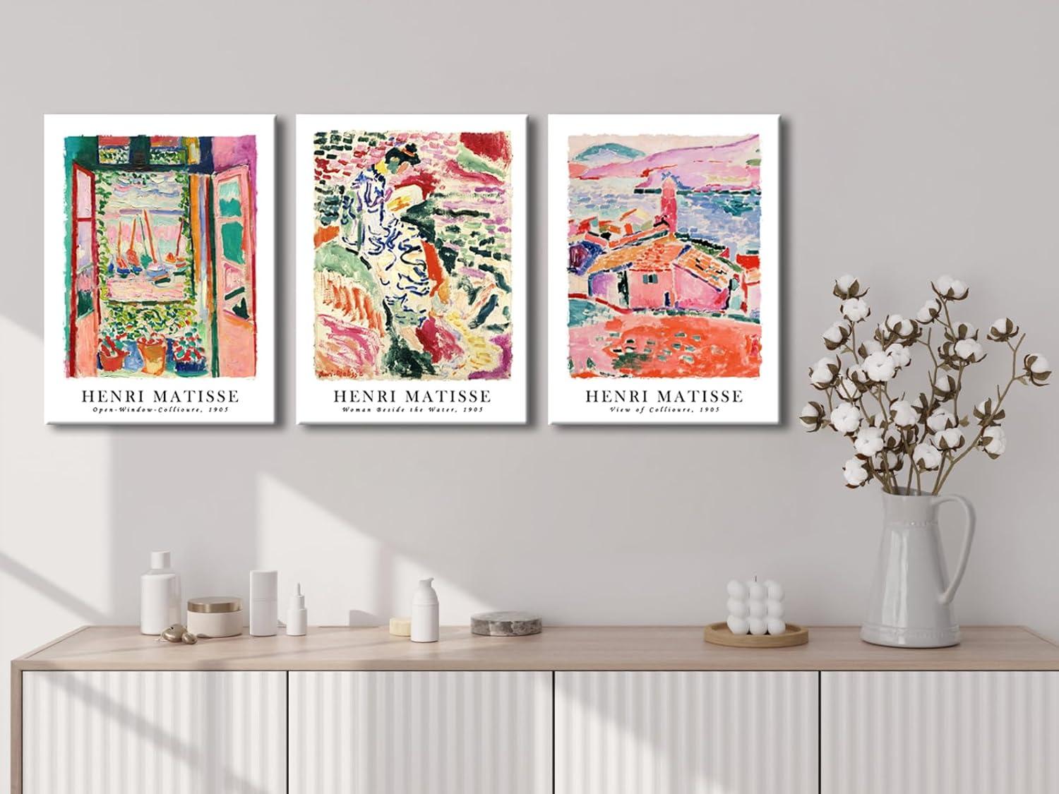 imageWieco Art 3 Piece Henri Mattise Canvas Wall Art Abstract Colorful Matisse Posters Canvas Prints for Wall and Home Office Decorations12x16inchx3pcs30x40cmx3pcs