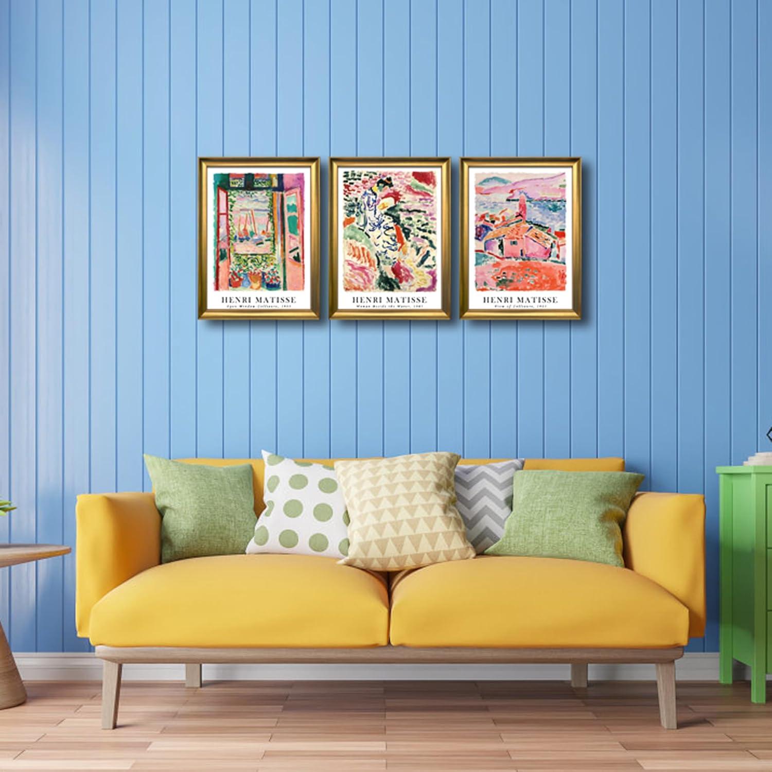 imageWieco Art 3 Piece Henri Mattise Canvas Wall Art Abstract Colorful Matisse Posters Canvas Prints for Wall and Home Office Decorations12x16inchx3pcsFramed