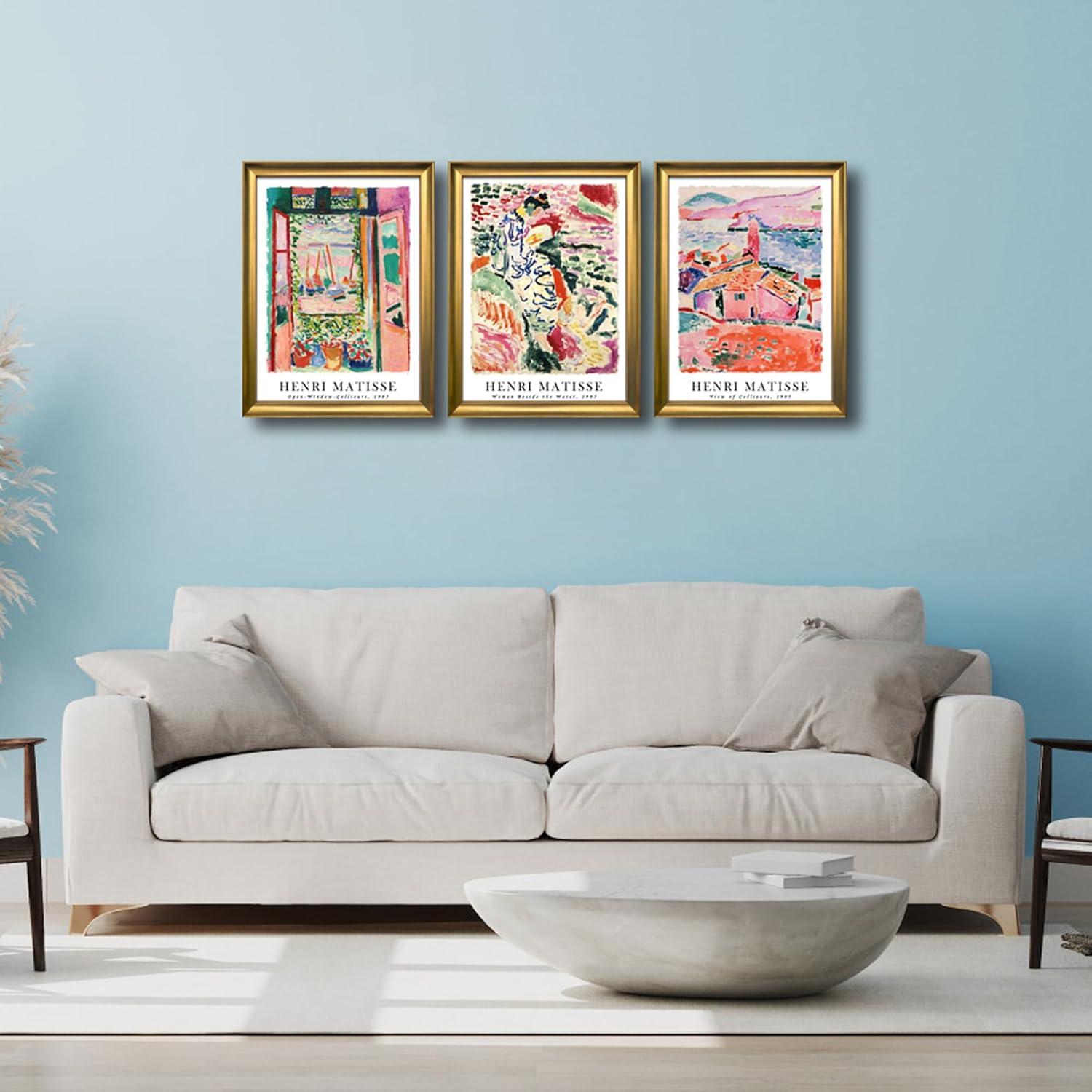 imageWieco Art 3 Piece Henri Mattise Canvas Wall Art Abstract Colorful Matisse Posters Canvas Prints for Wall and Home Office Decorations12x16inchx3pcsFramed