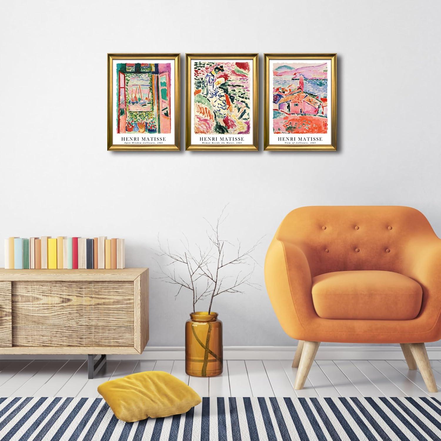 imageWieco Art 3 Piece Henri Mattise Canvas Wall Art Abstract Colorful Matisse Posters Canvas Prints for Wall and Home Office Decorations12x16inchx3pcsFramed