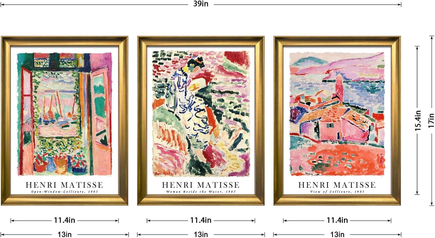 imageWieco Art 3 Piece Henri Mattise Canvas Wall Art Abstract Colorful Matisse Posters Canvas Prints for Wall and Home Office Decorations12x16inchx3pcsFramed