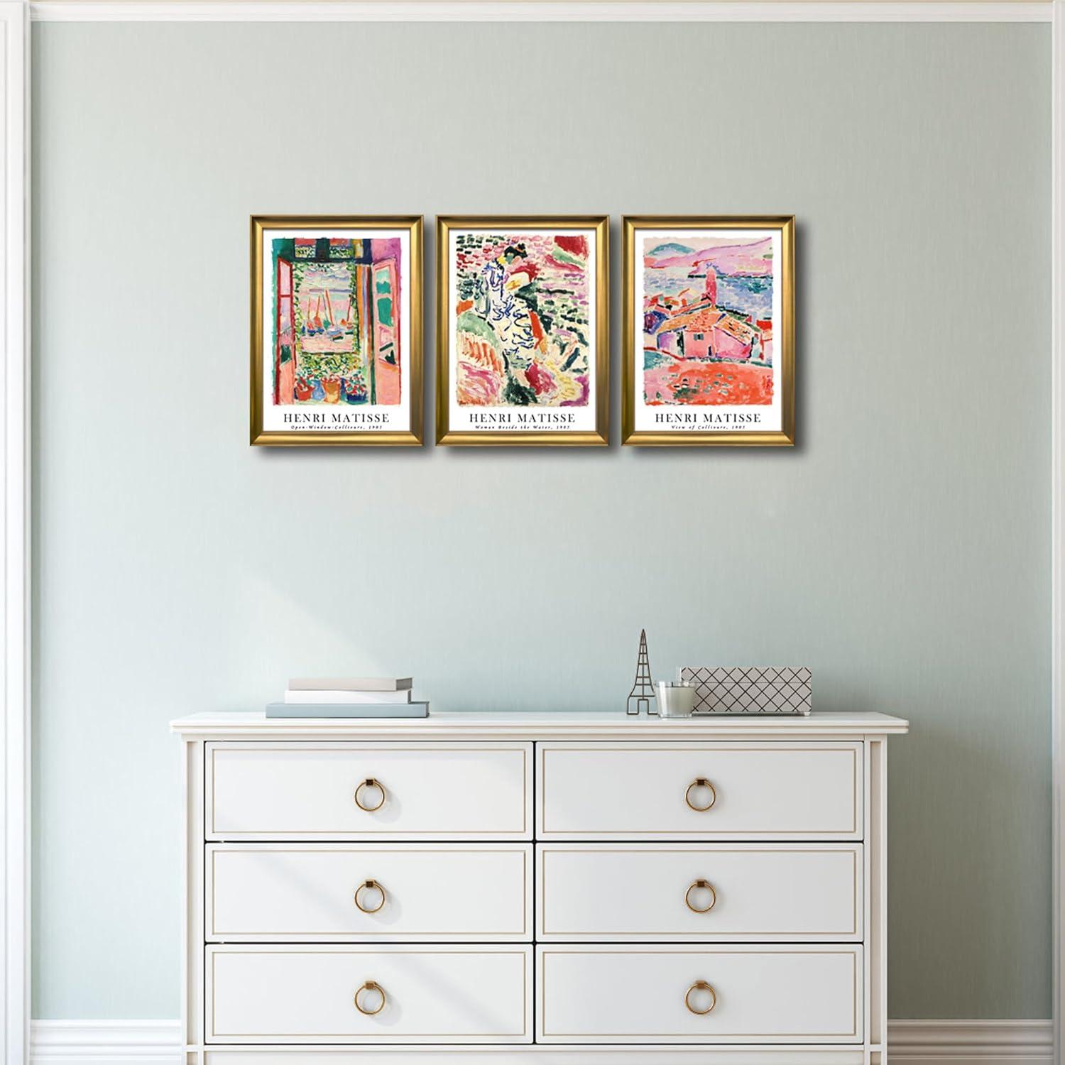 imageWieco Art 3 Piece Henri Mattise Canvas Wall Art Abstract Colorful Matisse Posters Canvas Prints for Wall and Home Office Decorations12x16inchx3pcsFramed