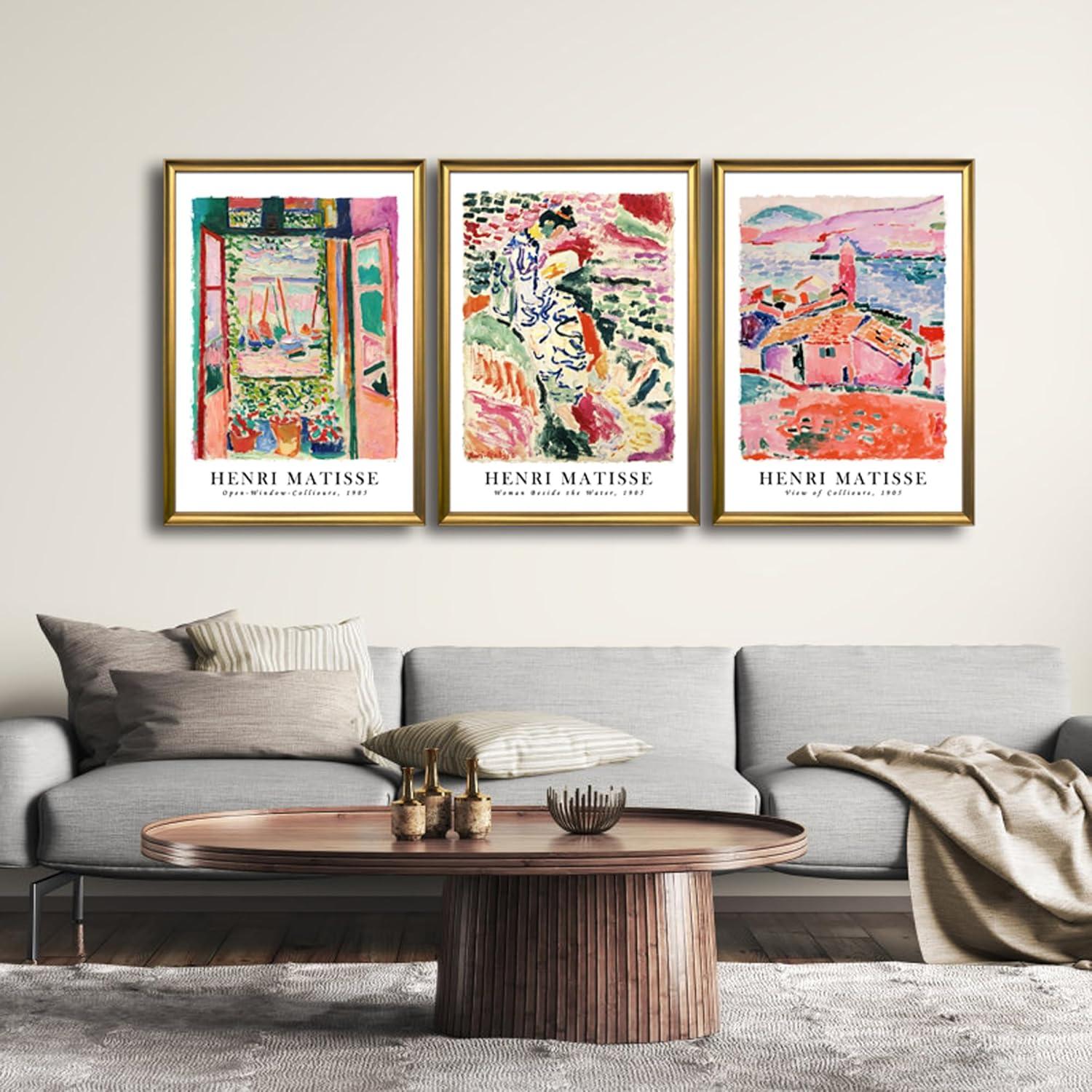 imageWieco Art 3 Piece Henri Mattise Canvas Wall Art Abstract Colorful Matisse Posters Canvas Prints for Wall and Home Office Decorations20x28inchx3pcsFramed