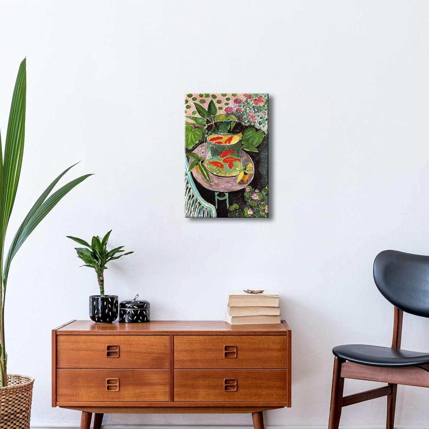 imageWieco Art Canvas Prints Goldfish by Henri Matisse Colorism Aesthetic Abstract Canvas Wall Art for Wall Decor and Home Office Decorations16L x 108W