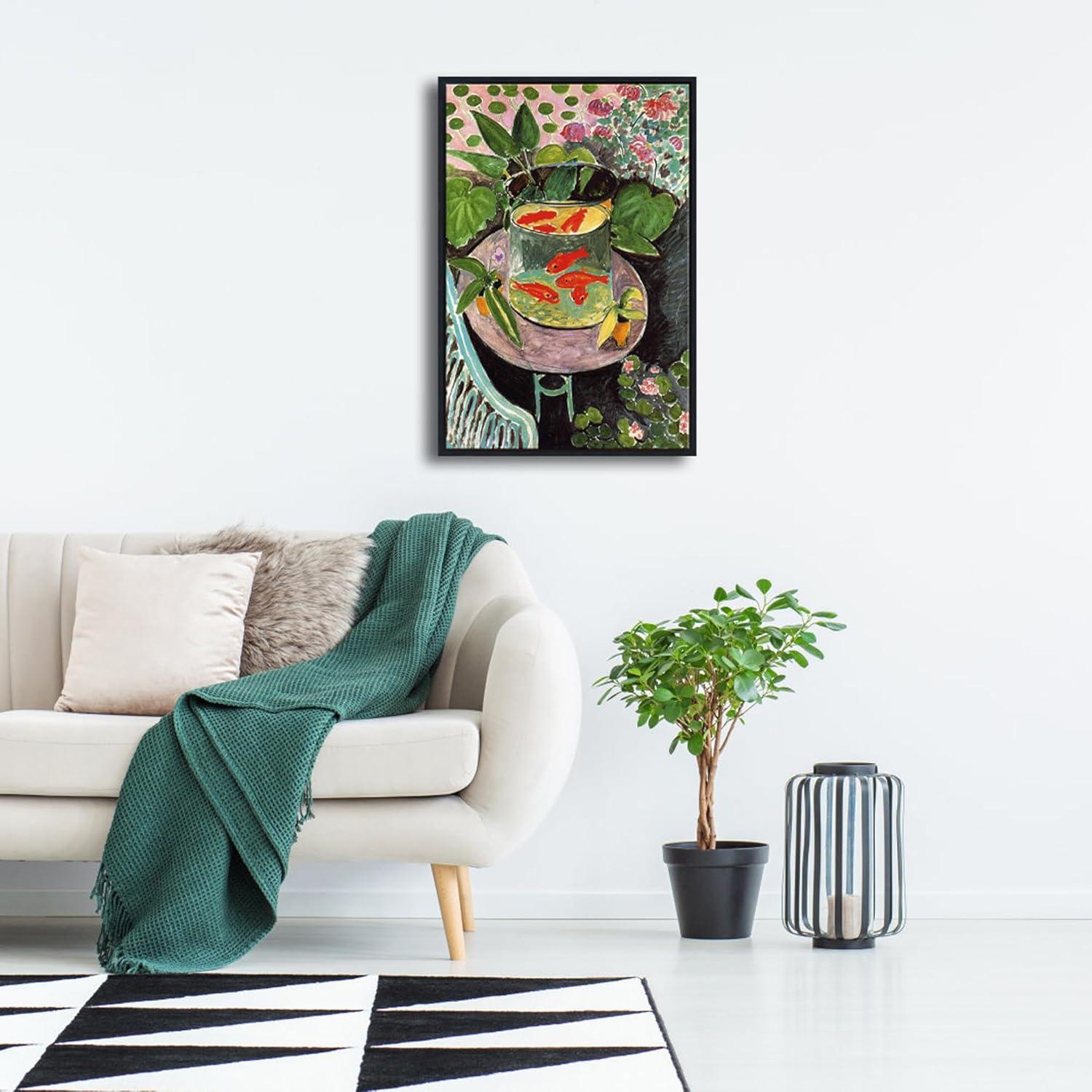 imageWieco Art Canvas Prints Goldfish by Henri Matisse Colorism Aesthetic Abstract Canvas Wall Art for Wall Decor and Home Office Decorations16x24inchFramed