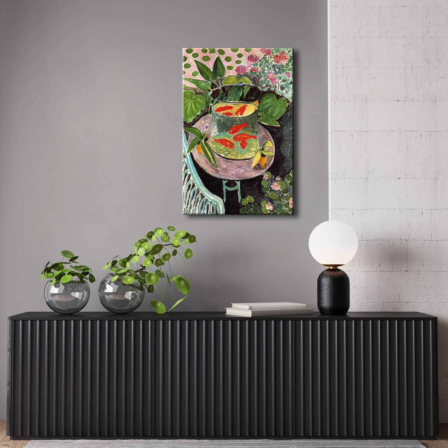 imageWieco Art Canvas Prints Goldfish by Henri Matisse Colorism Aesthetic Abstract Canvas Wall Art for Wall Decor and Home Office Decorations24L x 16W