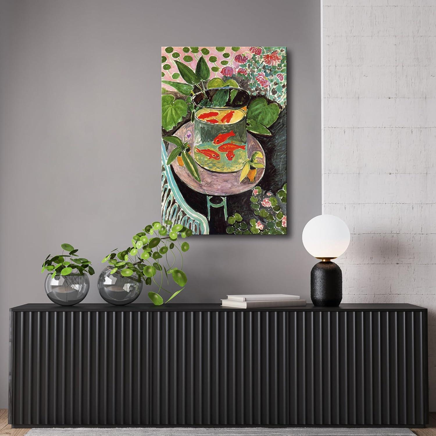 imageWieco Art Canvas Prints Goldfish by Henri Matisse Colorism Aesthetic Abstract Canvas Wall Art for Wall Decor and Home Office Decorations24x36inch60x90cm