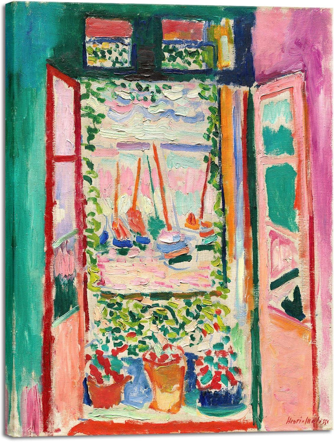 imageWieco Art Framed Wall Art View of Collioure 1905 by Henri Mattise Abstract Colorful Art Matisse Posters Canvas Prints for Wall and Home Office Decorations Bronze Gold FramePink1