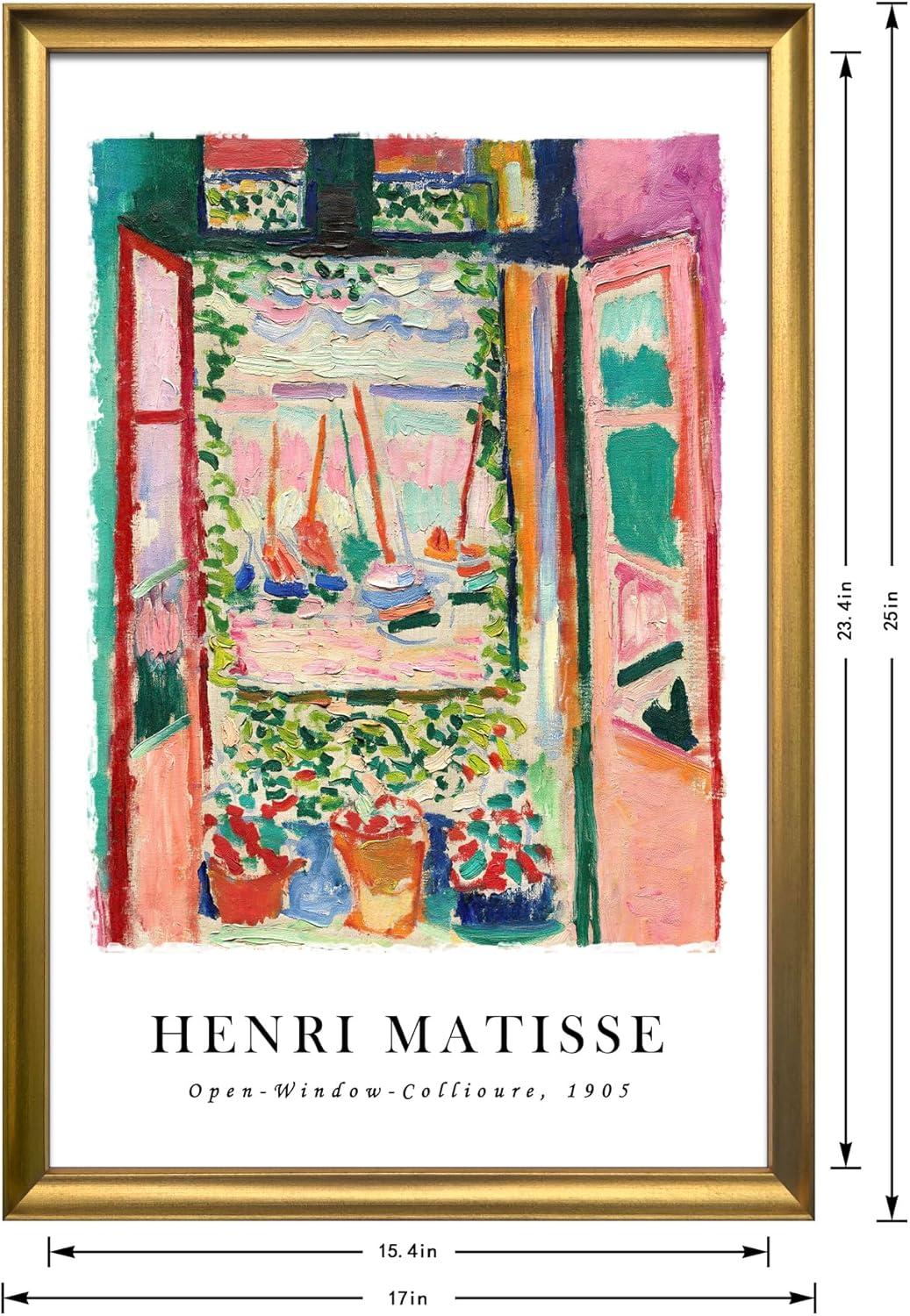 imageWieco Art Framed Wall Art View of Collioure 1905 by Henri Mattise Abstract Colorful Art Matisse Posters Canvas Prints for Wall and Home Office Decorations Bronze Gold FramePink1