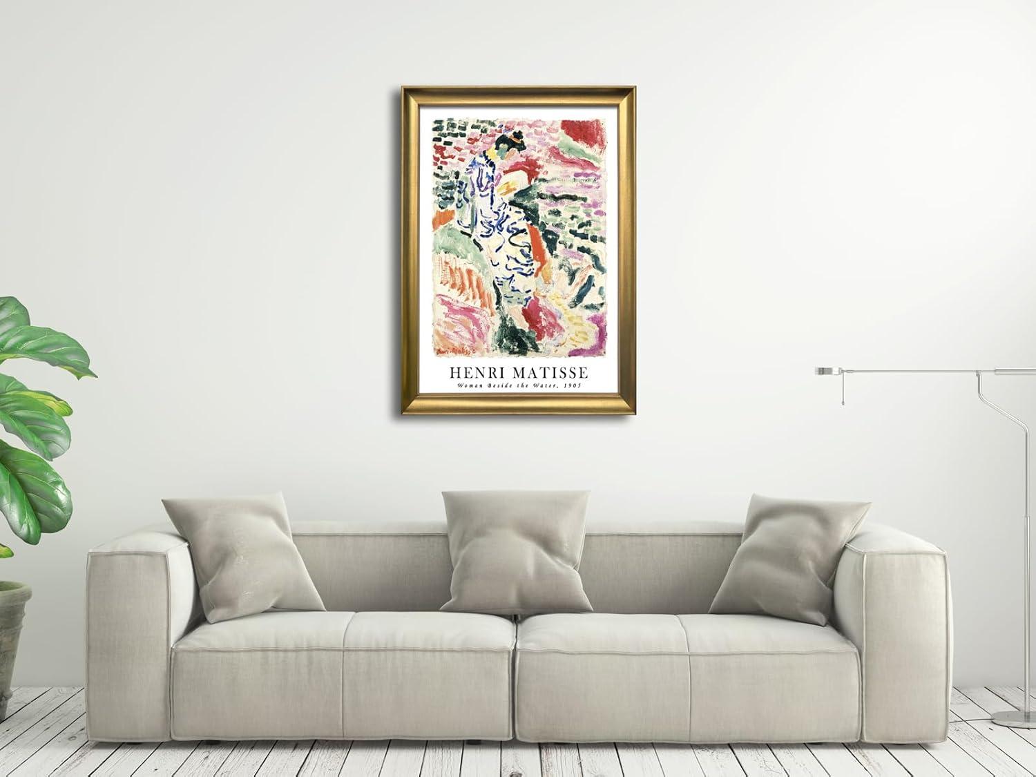 imageWieco Art Framed Wall Art View of Collioure 1905 by Henri Mattise Abstract Colorful Art Matisse Posters Canvas Prints for Wall and Home Office Decorations Bronze Gold FramePink2