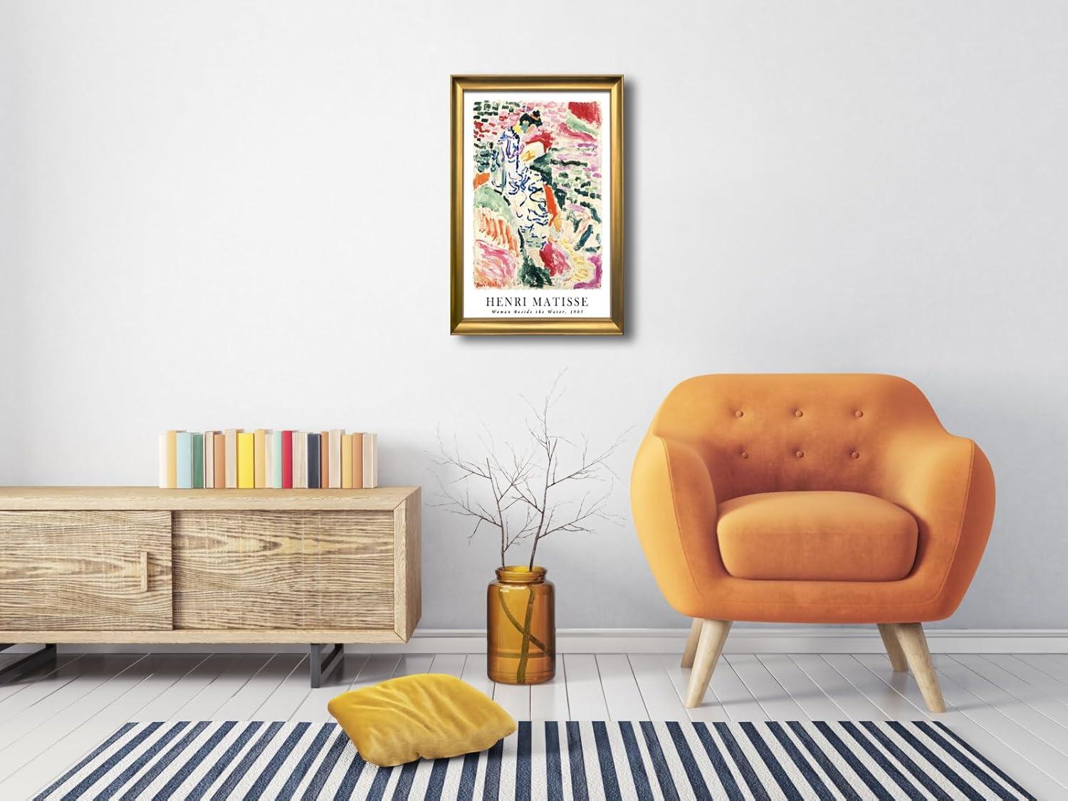 imageWieco Art Framed Wall Art View of Collioure 1905 by Henri Mattise Abstract Colorful Art Matisse Posters Canvas Prints for Wall and Home Office Decorations Bronze Gold FramePink2
