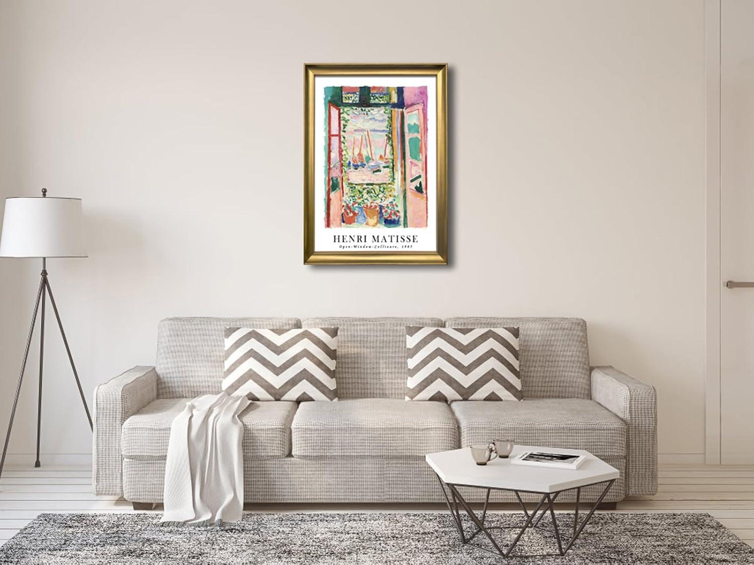 imageWieco Art Framed Wall Art View of Collioure 1905 by Henri Mattise Abstract Colorful Art Matisse Posters Canvas Prints for Wall and Home Office Decorations Bronze Gold FramePink1