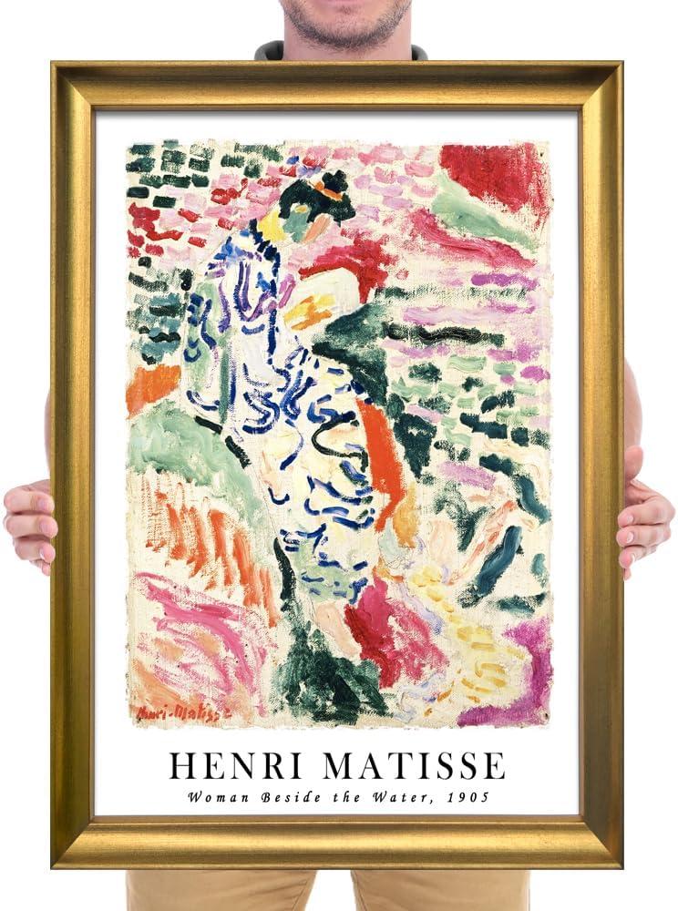 imageWieco Art Framed Wall Art View of Collioure 1905 by Henri Mattise Abstract Colorful Art Matisse Posters Canvas Prints for Wall and Home Office Decorations Bronze Gold FramePink2
