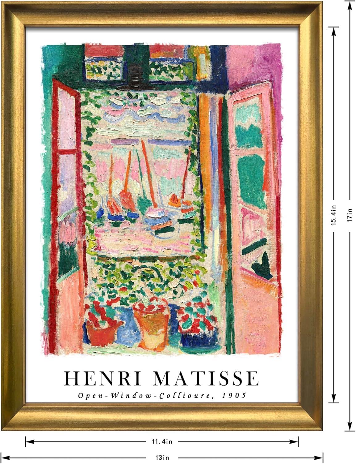 imageWieco Art Framed Wall Art View of Collioure 1905 by Henri Mattise Abstract Colorful Art Matisse Posters Canvas Prints for Wall and Home Office Decorations Bronze Gold FramePink1