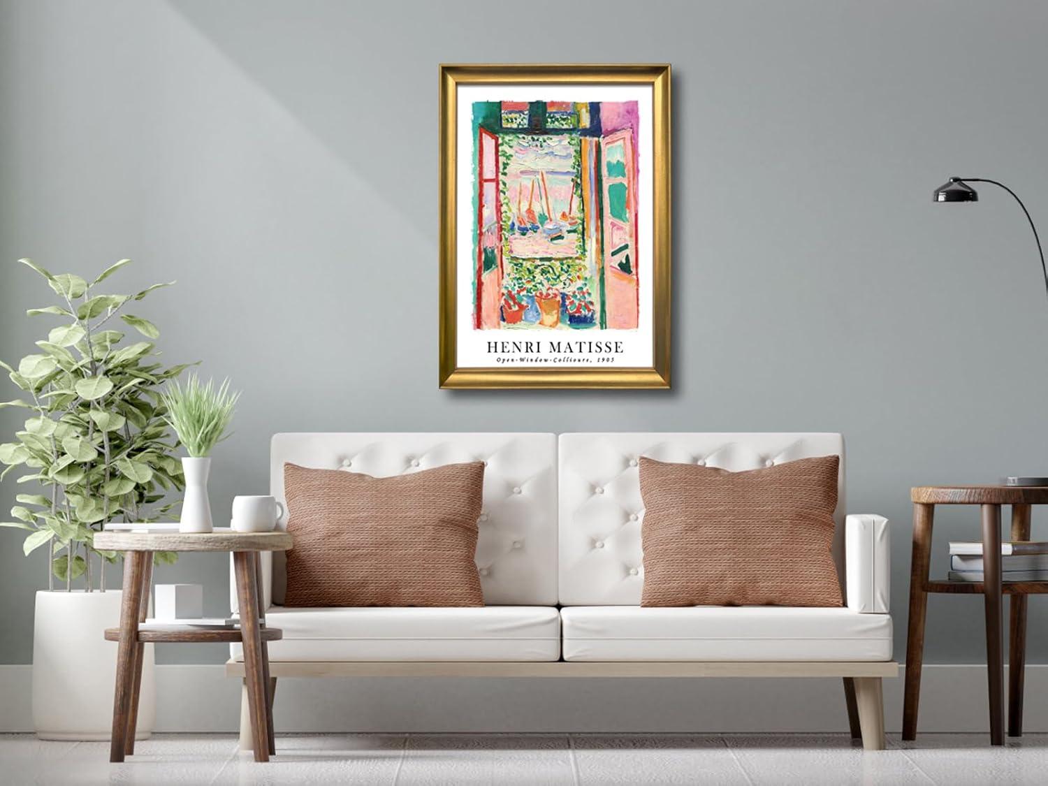 imageWieco Art Framed Wall Art View of Collioure 1905 by Henri Mattise Abstract Colorful Art Matisse Posters Canvas Prints for Wall and Home Office Decorations Bronze Gold FramePink1