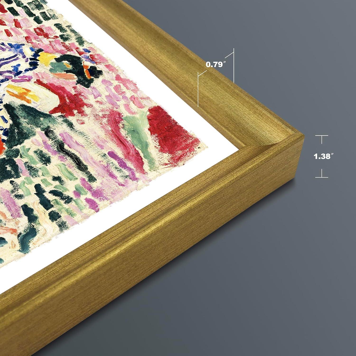 imageWieco Art Framed Wall Art View of Collioure 1905 by Henri Mattise Abstract Colorful Art Matisse Posters Canvas Prints for Wall and Home Office Decorations Bronze Gold FramePink2