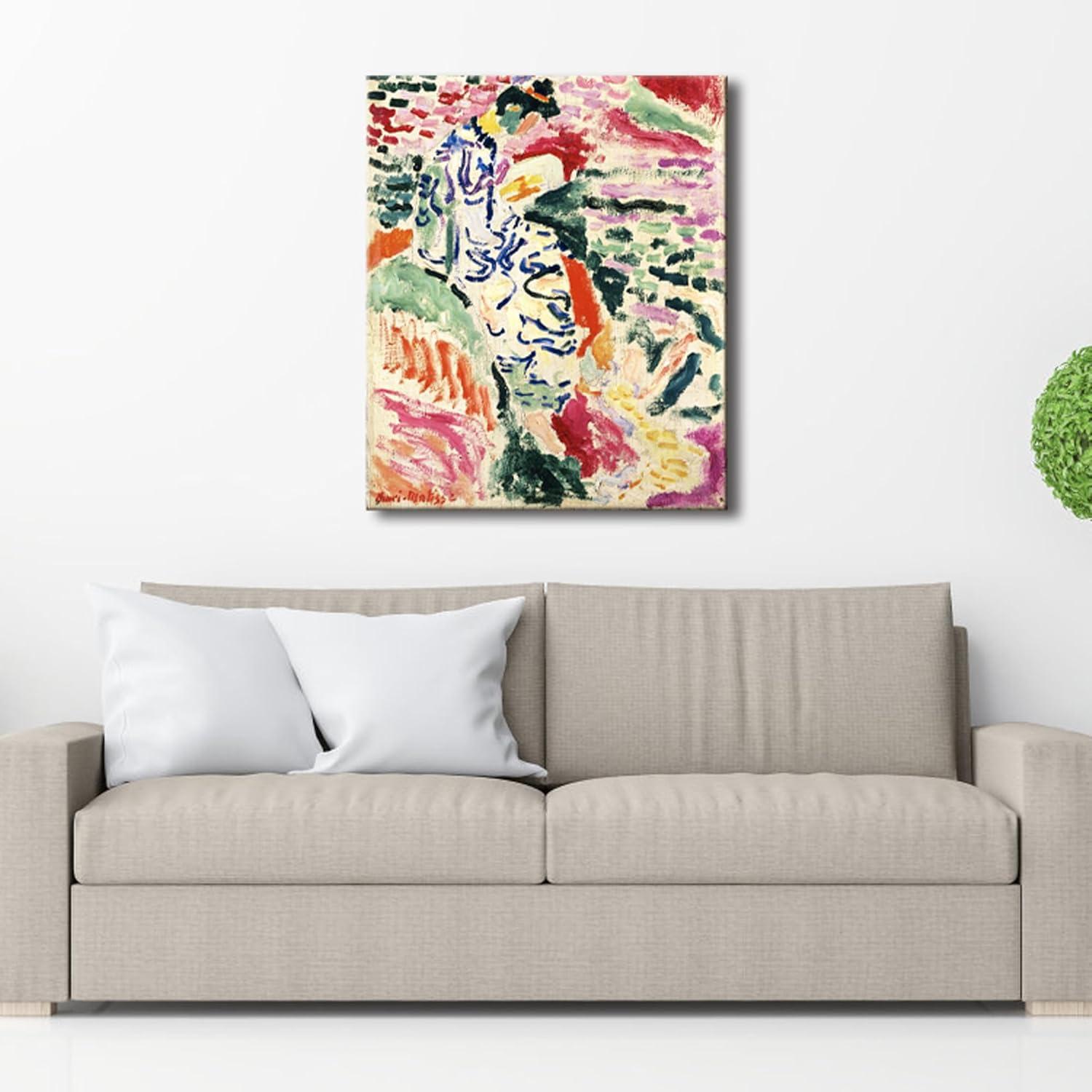 imageWieco Art Framed Wall Art View of Collioure 1905 by Henri Mattise Abstract Colorful Art Matisse Posters Canvas Prints for Wall and Home Office Decorations Bronze Gold FramePink2