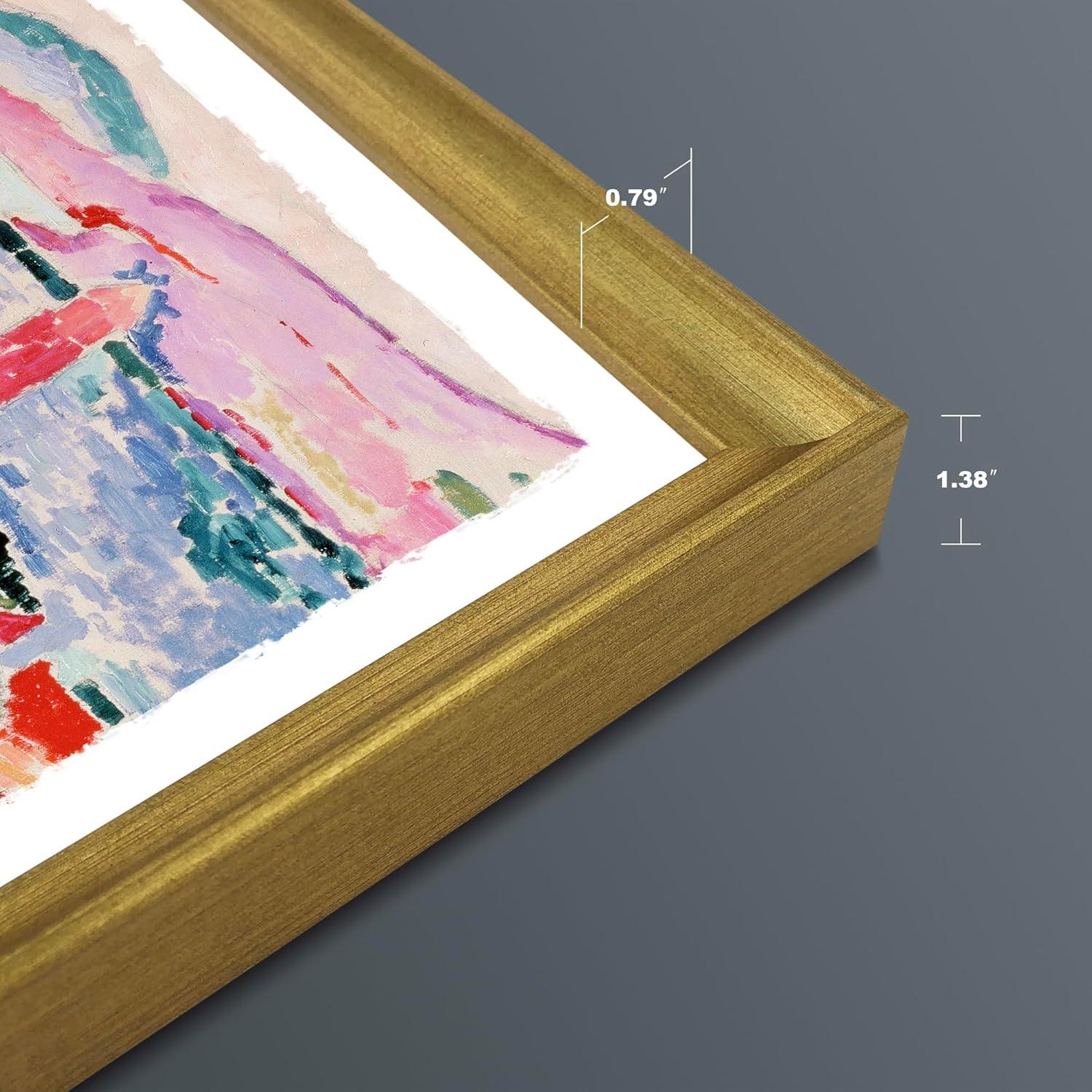 imageWieco Art Framed Wall Art View of Collioure 1905 by Henri Mattise Abstract Colorful Art Matisse Posters Canvas Prints for Wall and Home Office Decorations Bronze Gold FramePink3