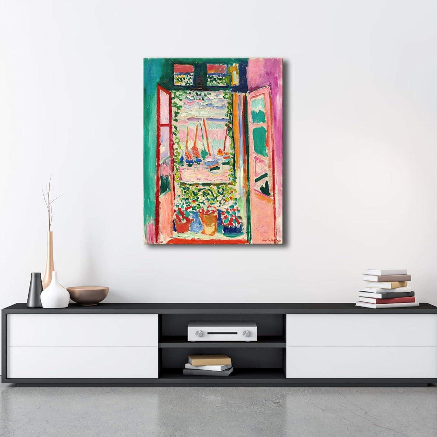 imageWieco Art Framed Wall Art View of Collioure 1905 by Henri Mattise Abstract Colorful Art Matisse Posters Canvas Prints for Wall and Home Office Decorations Bronze Gold FramePink1