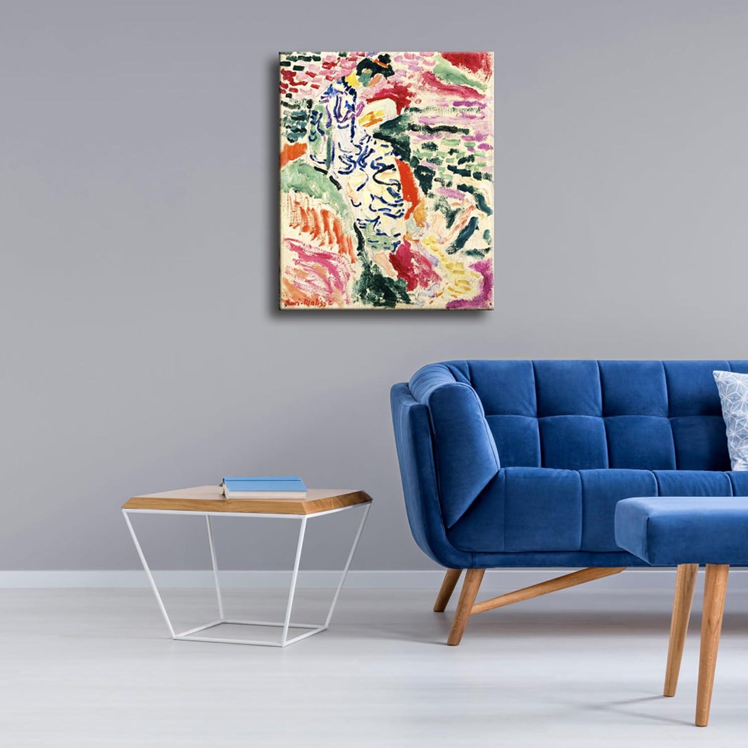 imageWieco Art Framed Wall Art View of Collioure 1905 by Henri Mattise Abstract Colorful Art Matisse Posters Canvas Prints for Wall and Home Office Decorations Bronze Gold FramePink2