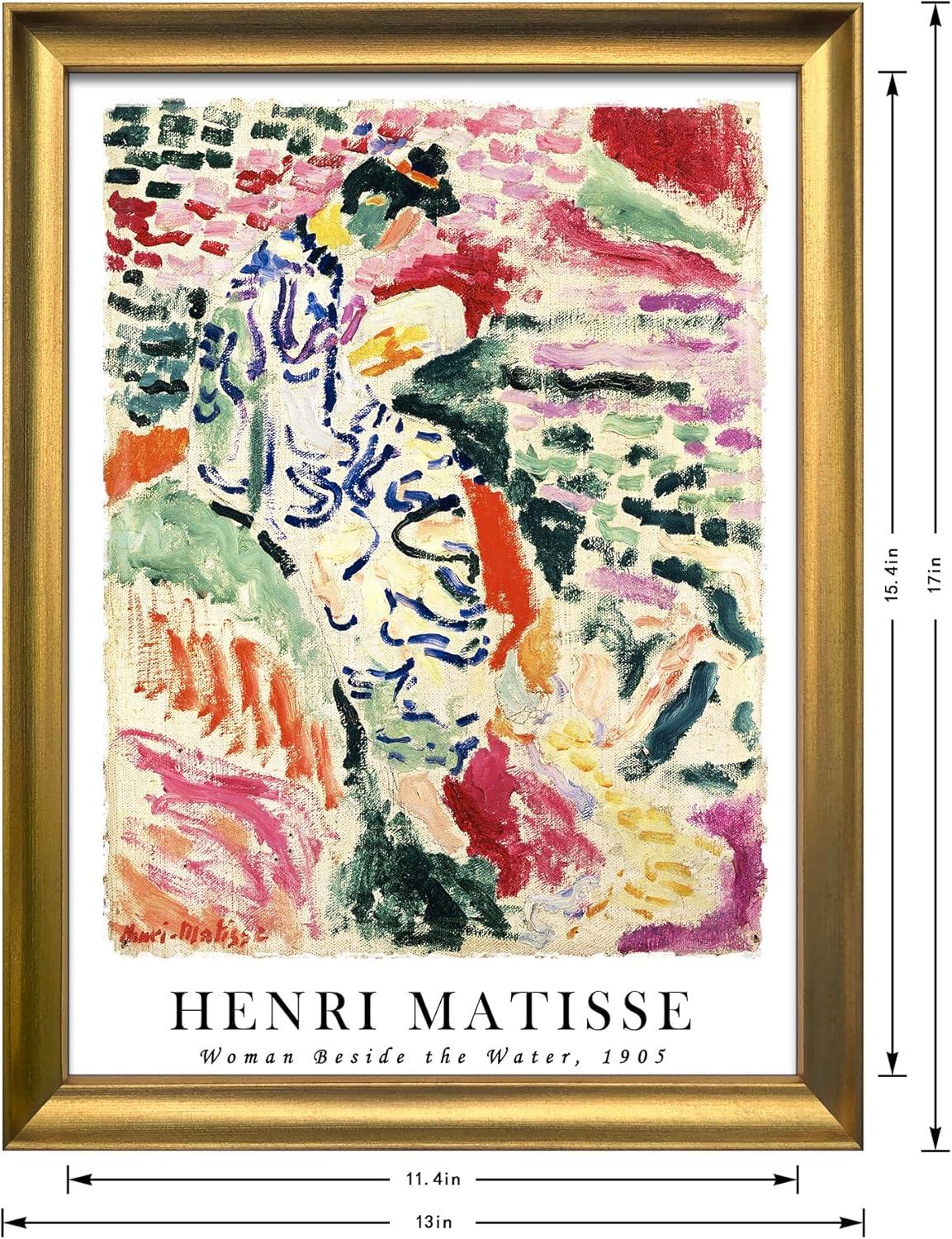 imageWieco Art Framed Wall Art View of Collioure 1905 by Henri Mattise Abstract Colorful Art Matisse Posters Canvas Prints for Wall and Home Office Decorations Bronze Gold FramePink2