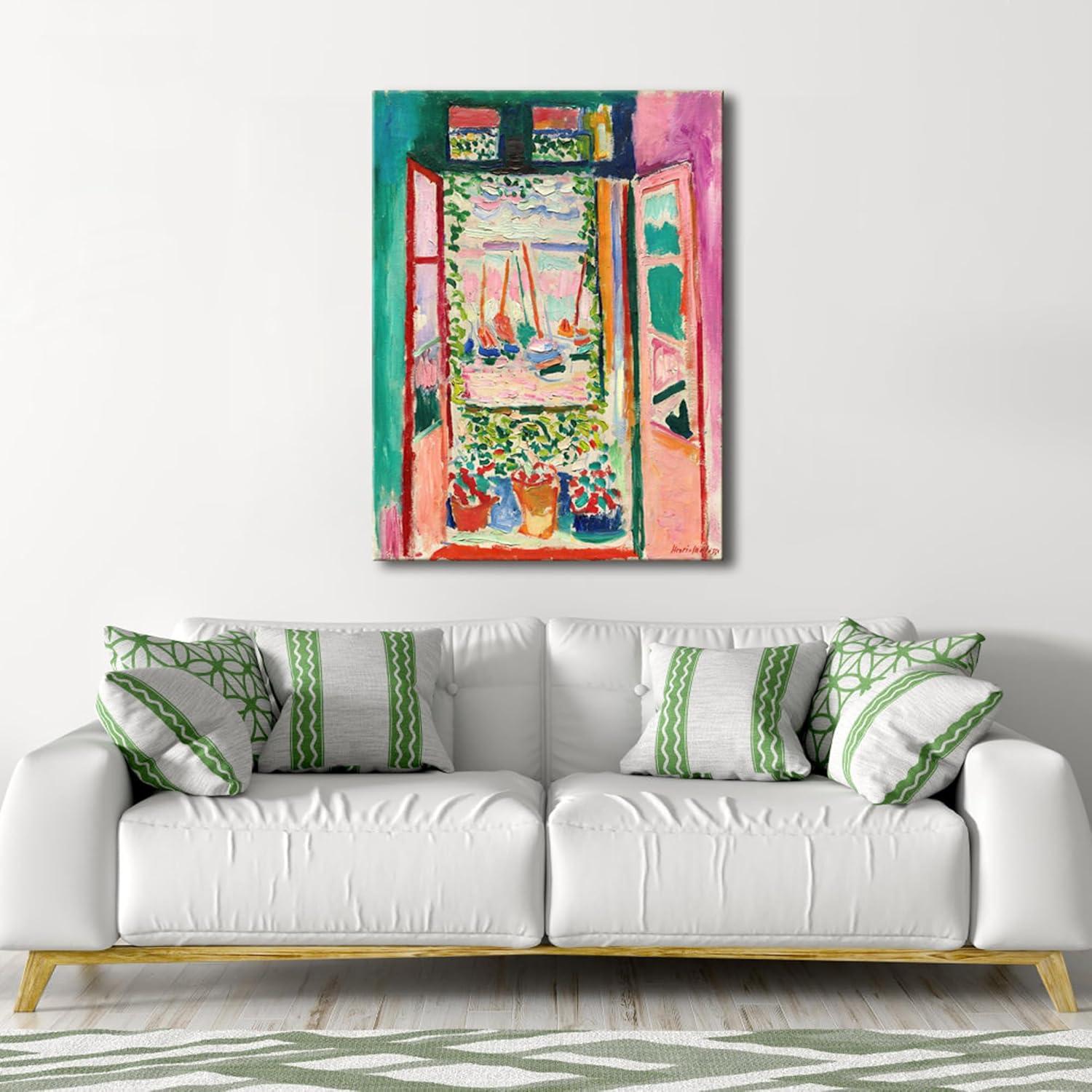 imageWieco Art Framed Wall Art View of Collioure 1905 by Henri Mattise Abstract Colorful Art Matisse Posters Canvas Prints for Wall and Home Office Decorations Bronze Gold FramePink1