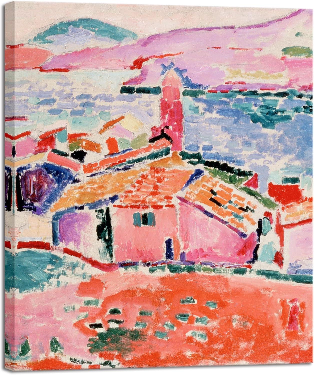 imageWieco Art Framed Wall Art View of Collioure 1905 by Henri Mattise Abstract Colorful Art Matisse Posters Canvas Prints for Wall and Home Office Decorations Bronze Gold FramePink3
