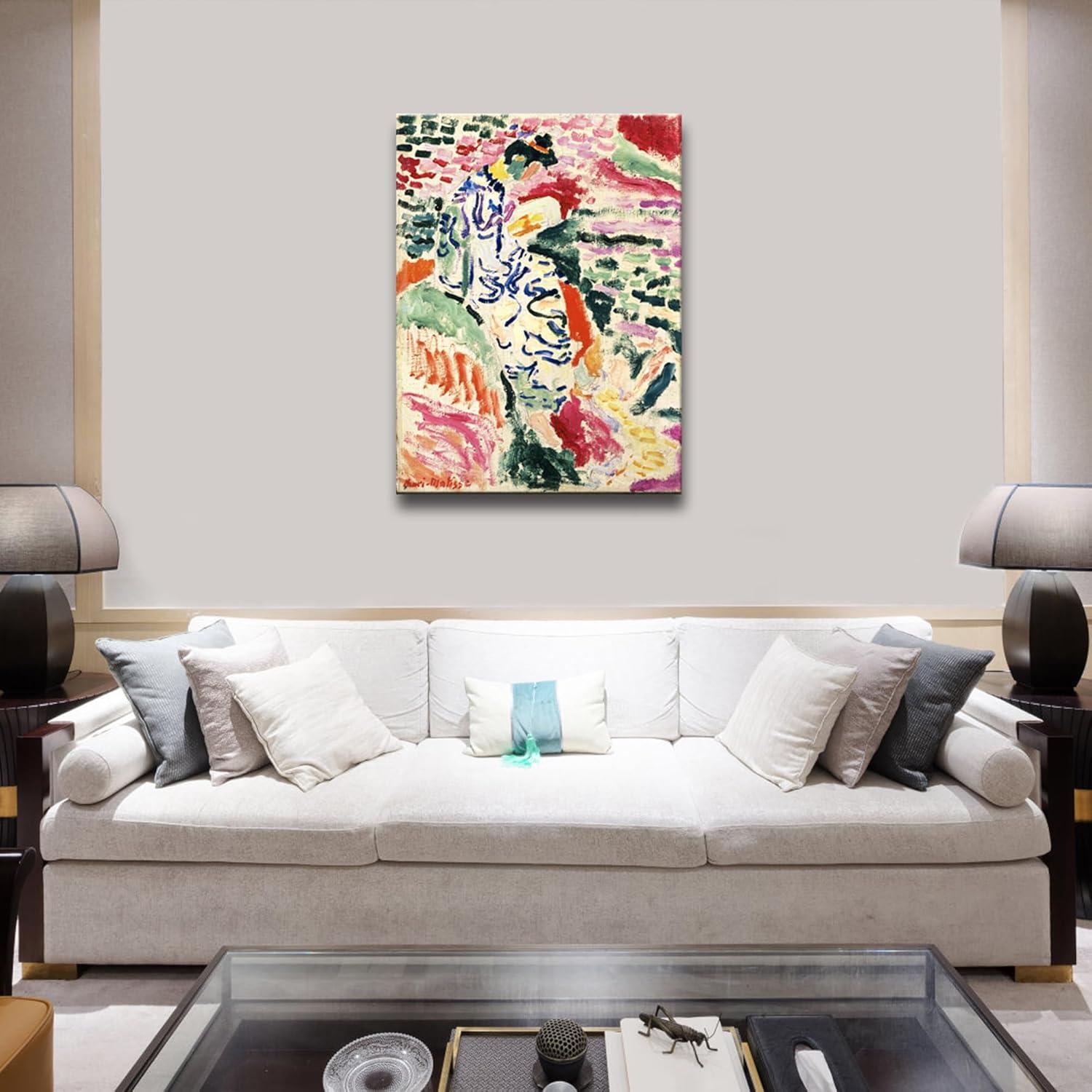 imageWieco Art Framed Wall Art View of Collioure 1905 by Henri Mattise Abstract Colorful Art Matisse Posters Canvas Prints for Wall and Home Office Decorations Bronze Gold FramePink2