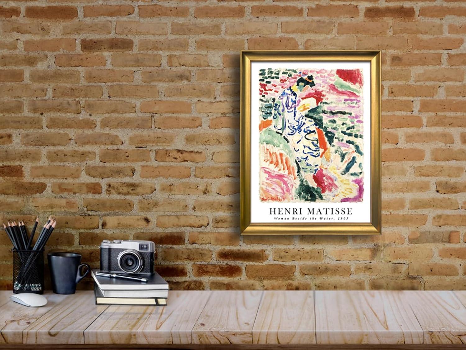 imageWieco Art Framed Wall Art View of Collioure 1905 by Henri Mattise Abstract Colorful Art Matisse Posters Canvas Prints for Wall and Home Office Decorations Bronze Gold FramePink2