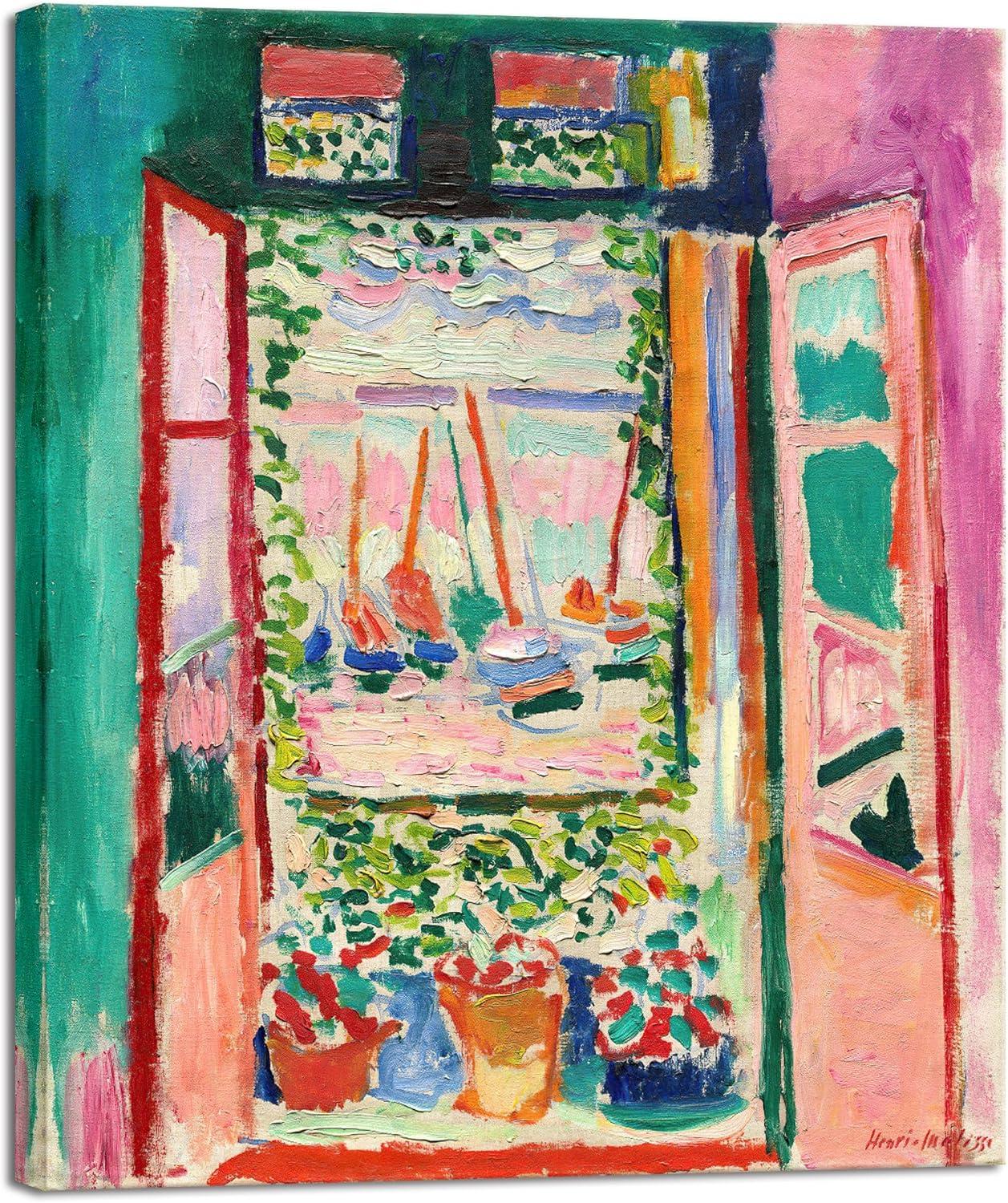 imageWieco Art Framed Wall Art View of Collioure 1905 by Henri Mattise Abstract Colorful Art Matisse Posters Canvas Prints for Wall and Home Office Decorations Bronze Gold FramePink1