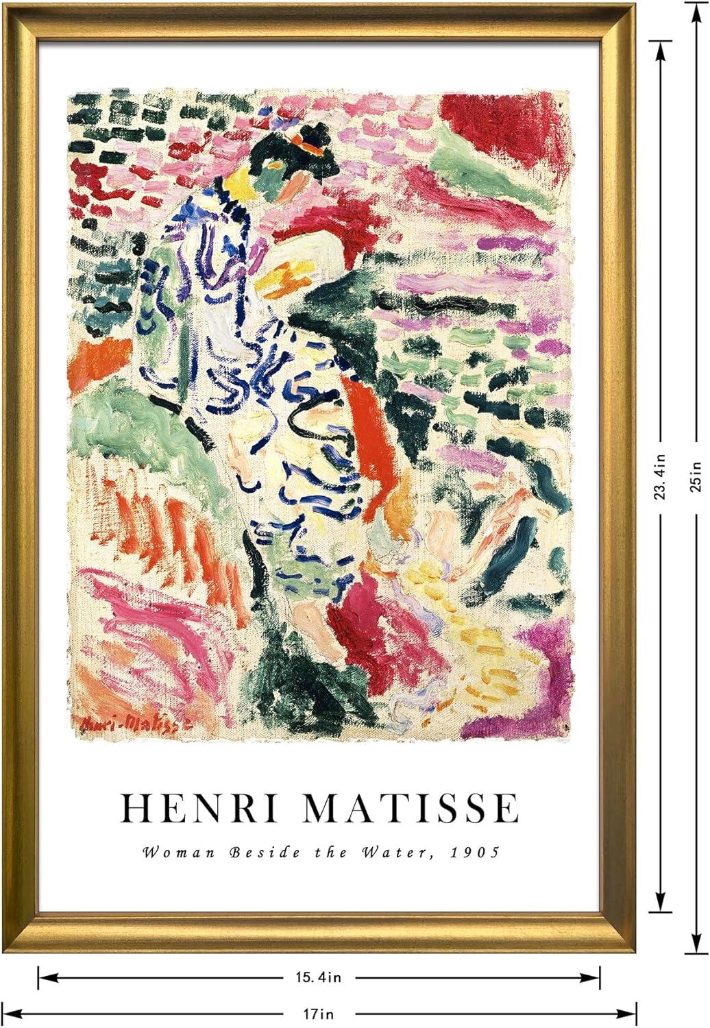 imageWieco Art Framed Wall Art View of Collioure 1905 by Henri Mattise Abstract Colorful Art Matisse Posters Canvas Prints for Wall and Home Office Decorations Bronze Gold FramePink2