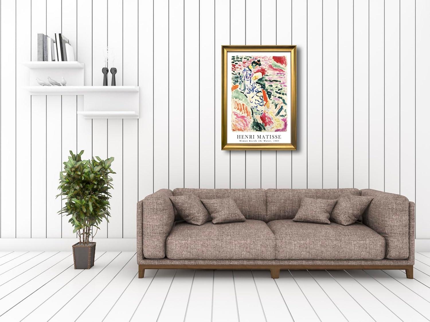 imageWieco Art Framed Wall Art View of Collioure 1905 by Henri Mattise Abstract Colorful Art Matisse Posters Canvas Prints for Wall and Home Office Decorations Bronze Gold FramePink2