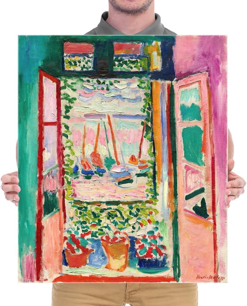 imageWieco Art Framed Wall Art View of Collioure 1905 by Henri Mattise Abstract Colorful Art Matisse Posters Canvas Prints for Wall and Home Office Decorations Bronze Gold FramePink1