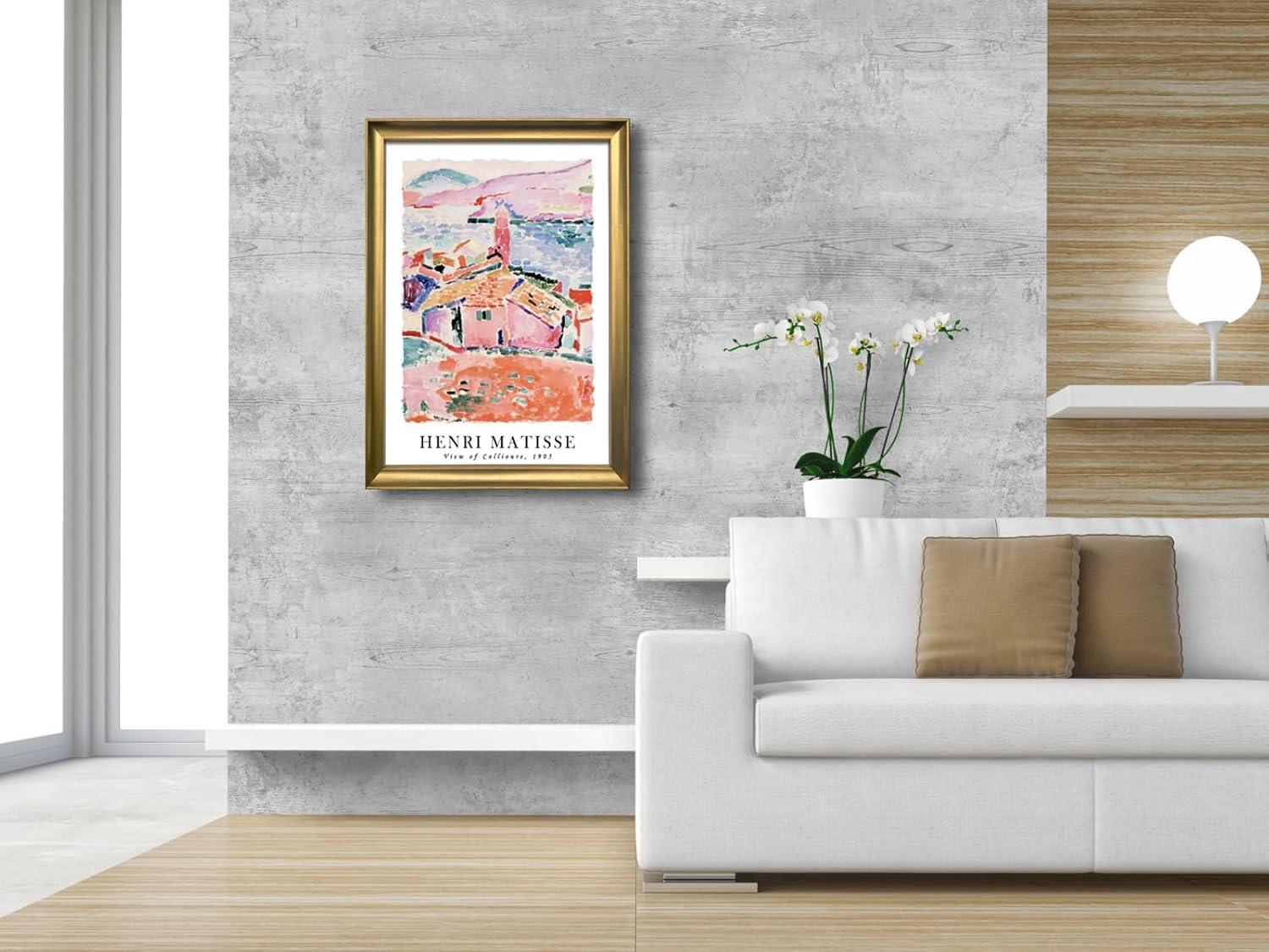imageWieco Art Framed Wall Art View of Collioure 1905 by Henri Mattise Abstract Colorful Art Matisse Posters Canvas Prints for Wall and Home Office Decorations Bronze Gold FramePink3
