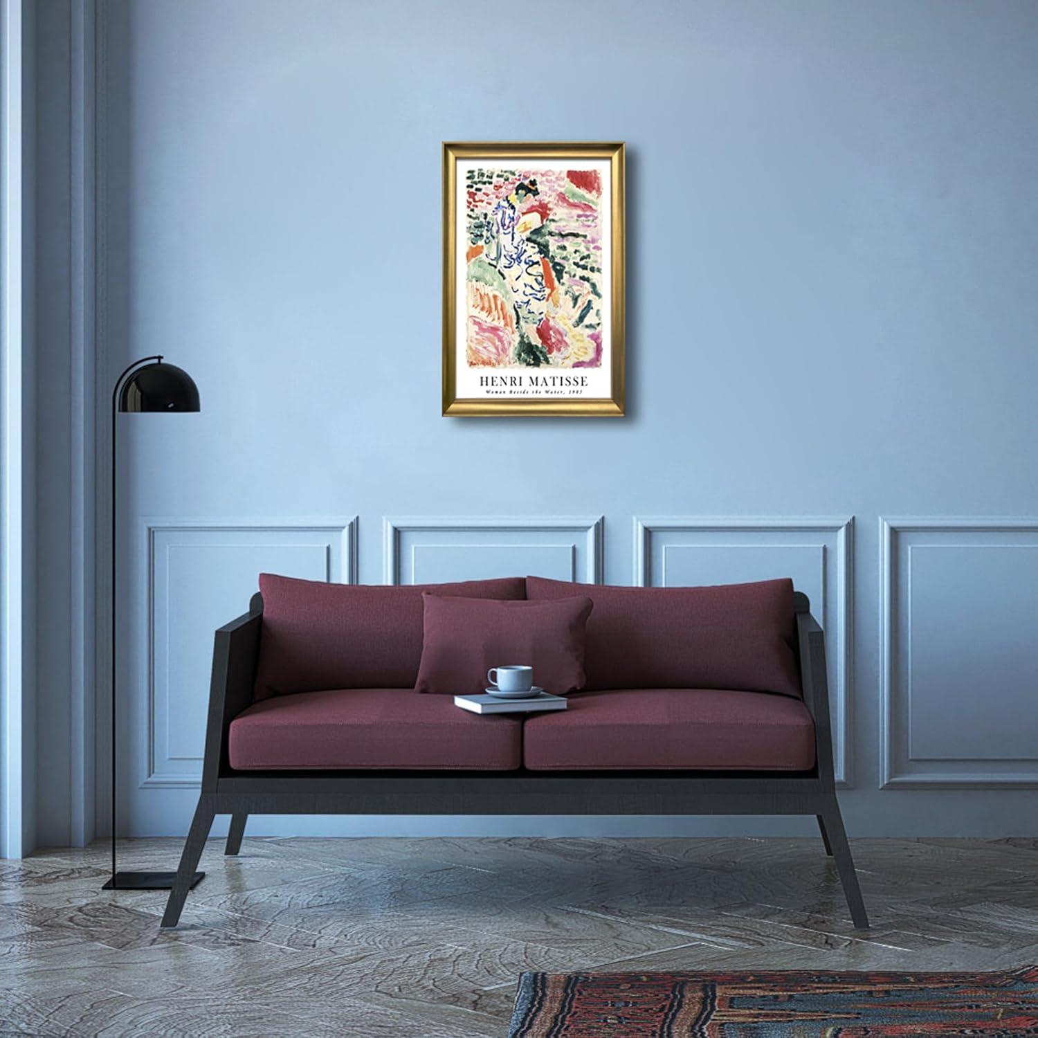 imageWieco Art Framed Wall Art View of Collioure 1905 by Henri Mattise Abstract Colorful Art Matisse Posters Canvas Prints for Wall and Home Office Decorations Bronze Gold FramePink2