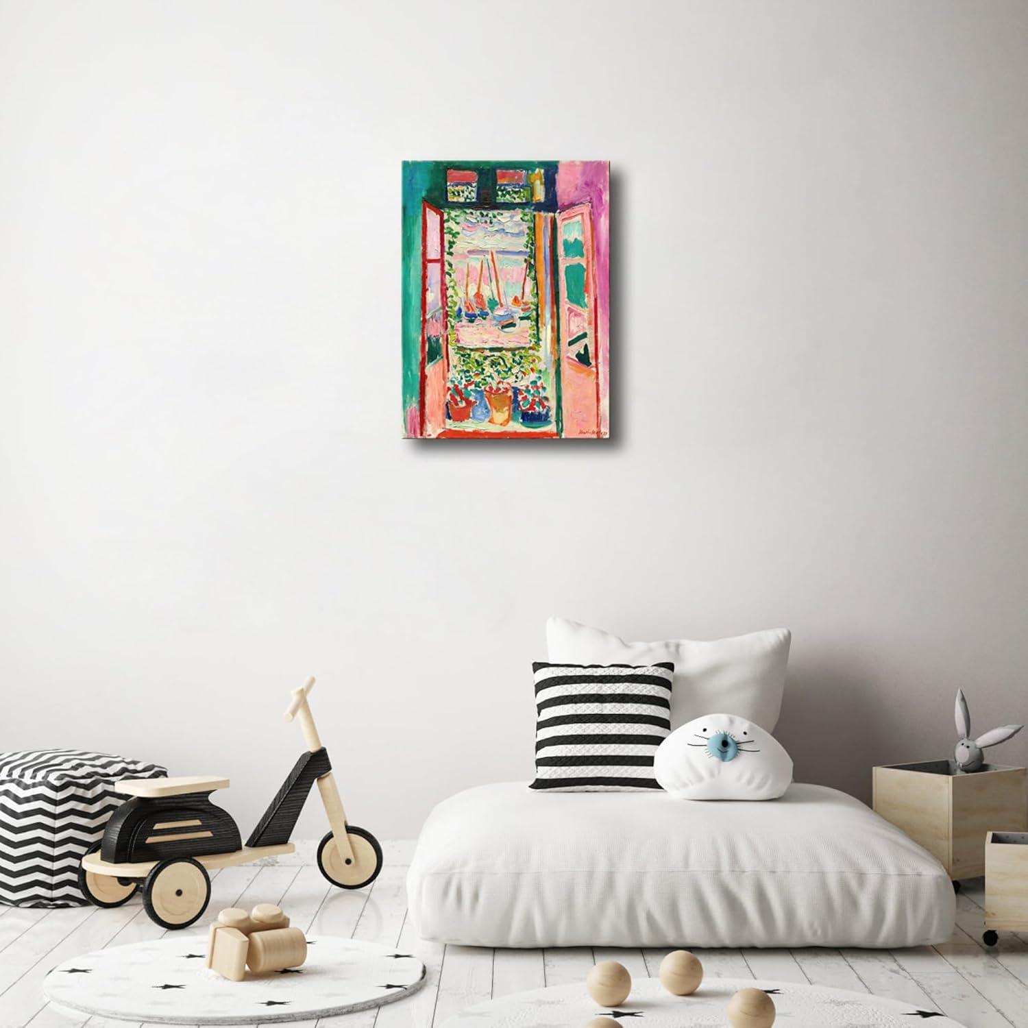 imageWieco Art Framed Wall Art View of Collioure 1905 by Henri Mattise Abstract Colorful Art Matisse Posters Canvas Prints for Wall and Home Office Decorations Bronze Gold FramePink1