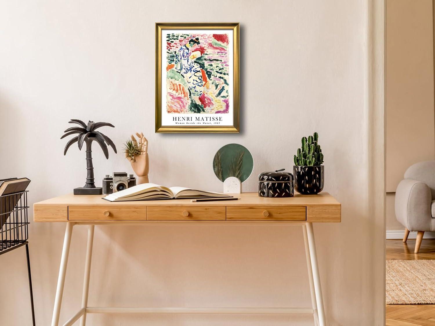 imageWieco Art Framed Wall Art View of Collioure 1905 by Henri Mattise Abstract Colorful Art Matisse Posters Canvas Prints for Wall and Home Office Decorations Bronze Gold FramePink2