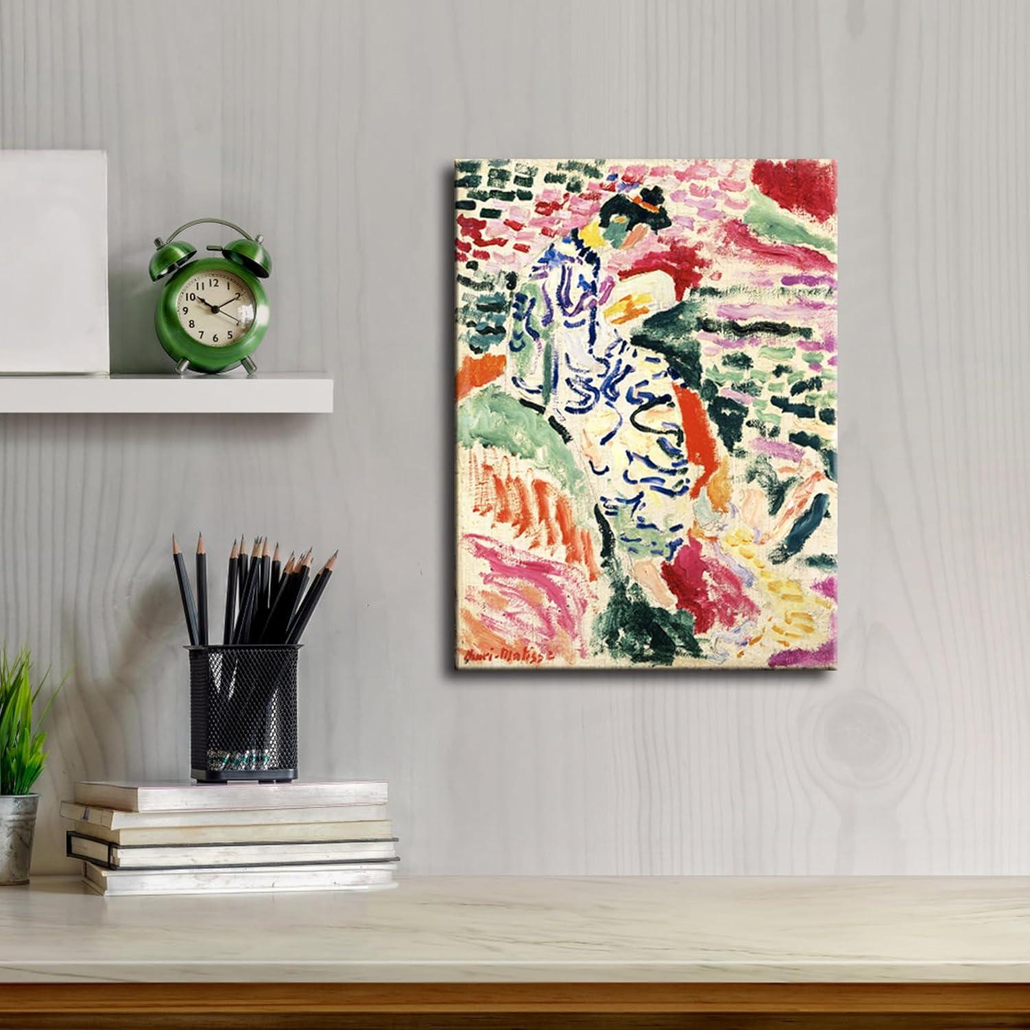 imageWieco Art Framed Wall Art View of Collioure 1905 by Henri Mattise Abstract Colorful Art Matisse Posters Canvas Prints for Wall and Home Office Decorations Bronze Gold FramePink2