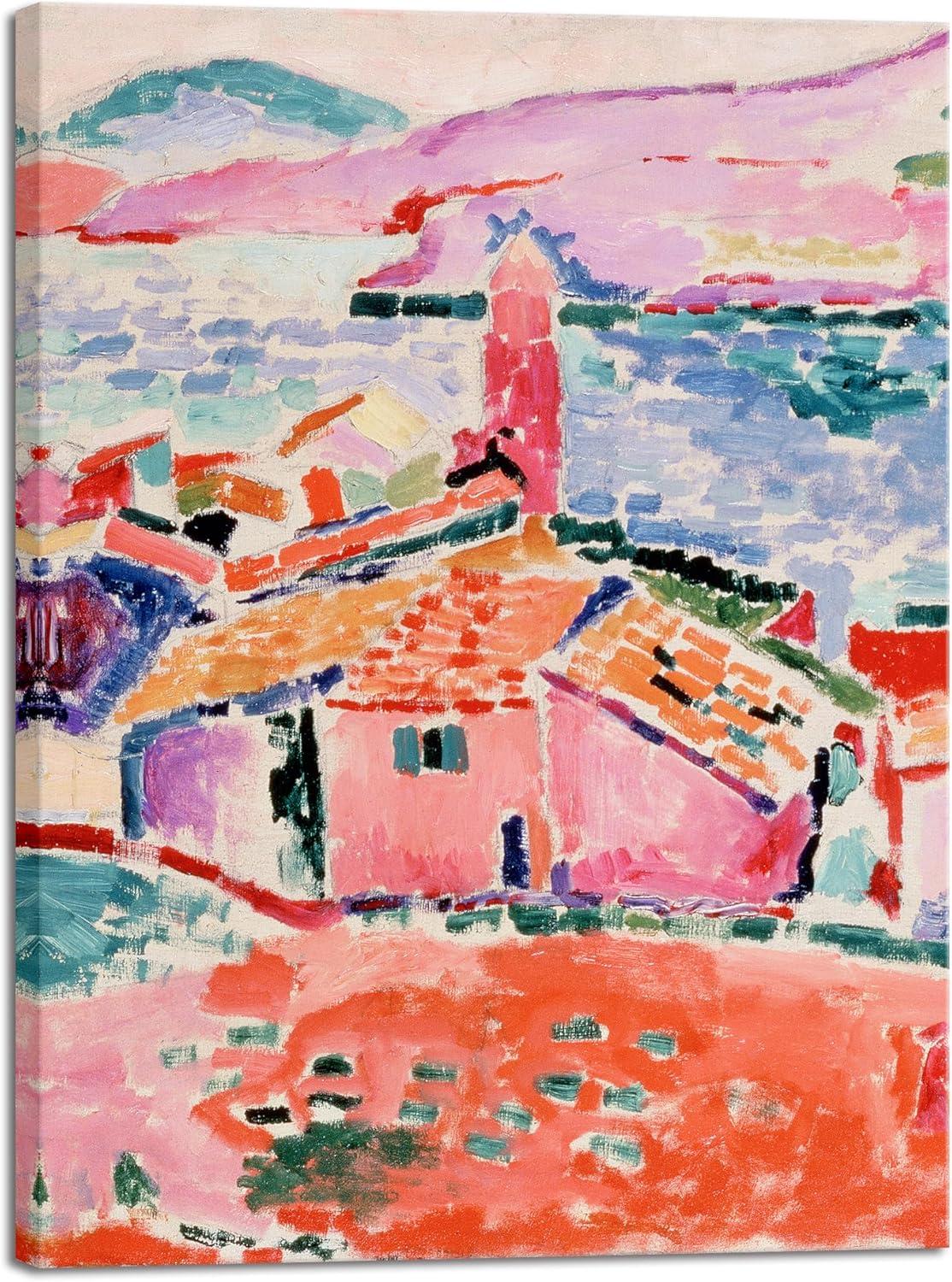 imageWieco Art Framed Wall Art View of Collioure 1905 by Henri Mattise Abstract Colorful Art Matisse Posters Canvas Prints for Wall and Home Office Decorations Bronze Gold FramePink3