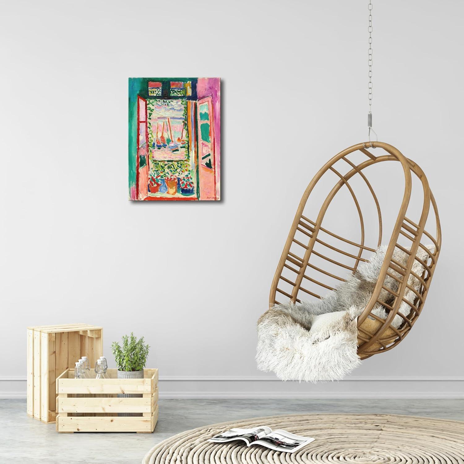 imageWieco Art Framed Wall Art View of Collioure 1905 by Henri Mattise Abstract Colorful Art Matisse Posters Canvas Prints for Wall and Home Office Decorations Bronze Gold FramePink1