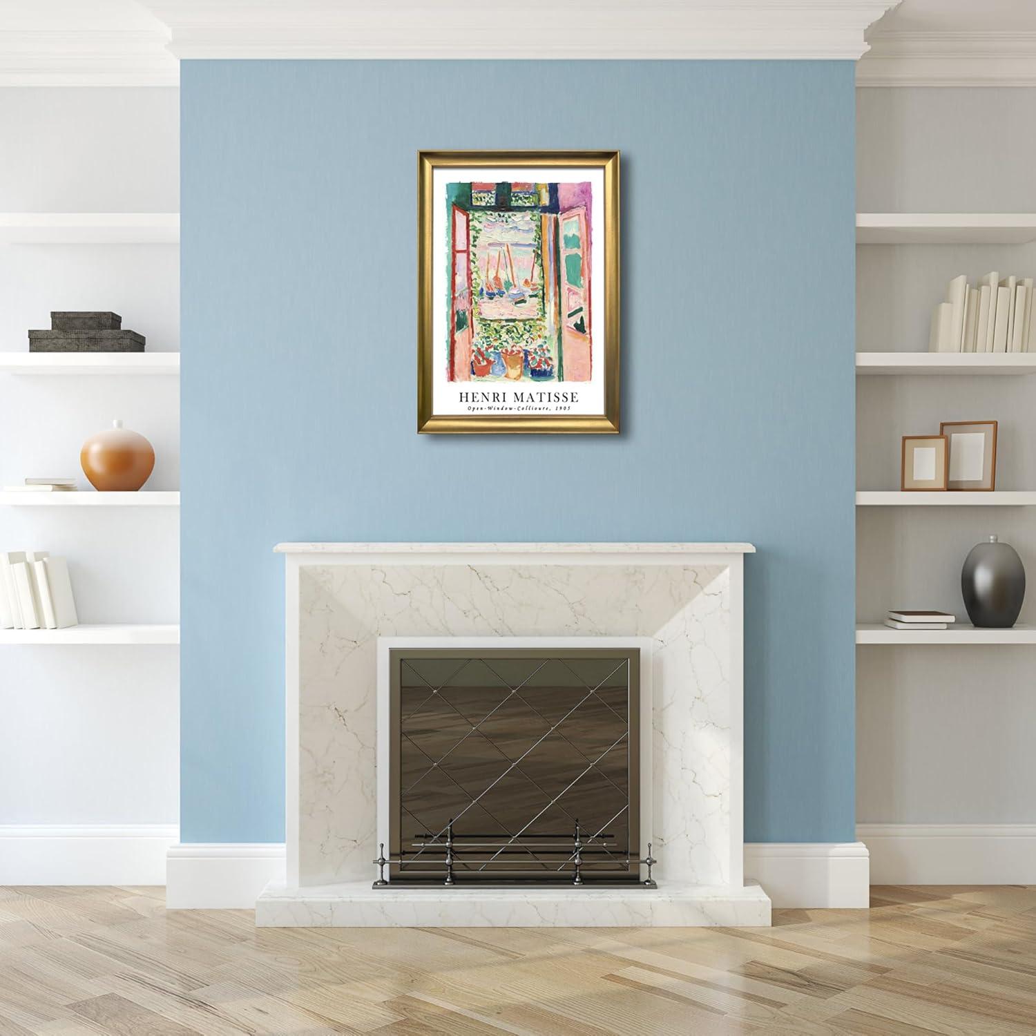 imageWieco Art Framed Wall Art View of Collioure 1905 by Henri Mattise Abstract Colorful Art Matisse Posters Canvas Prints for Wall and Home Office Decorations Bronze Gold FramePink1