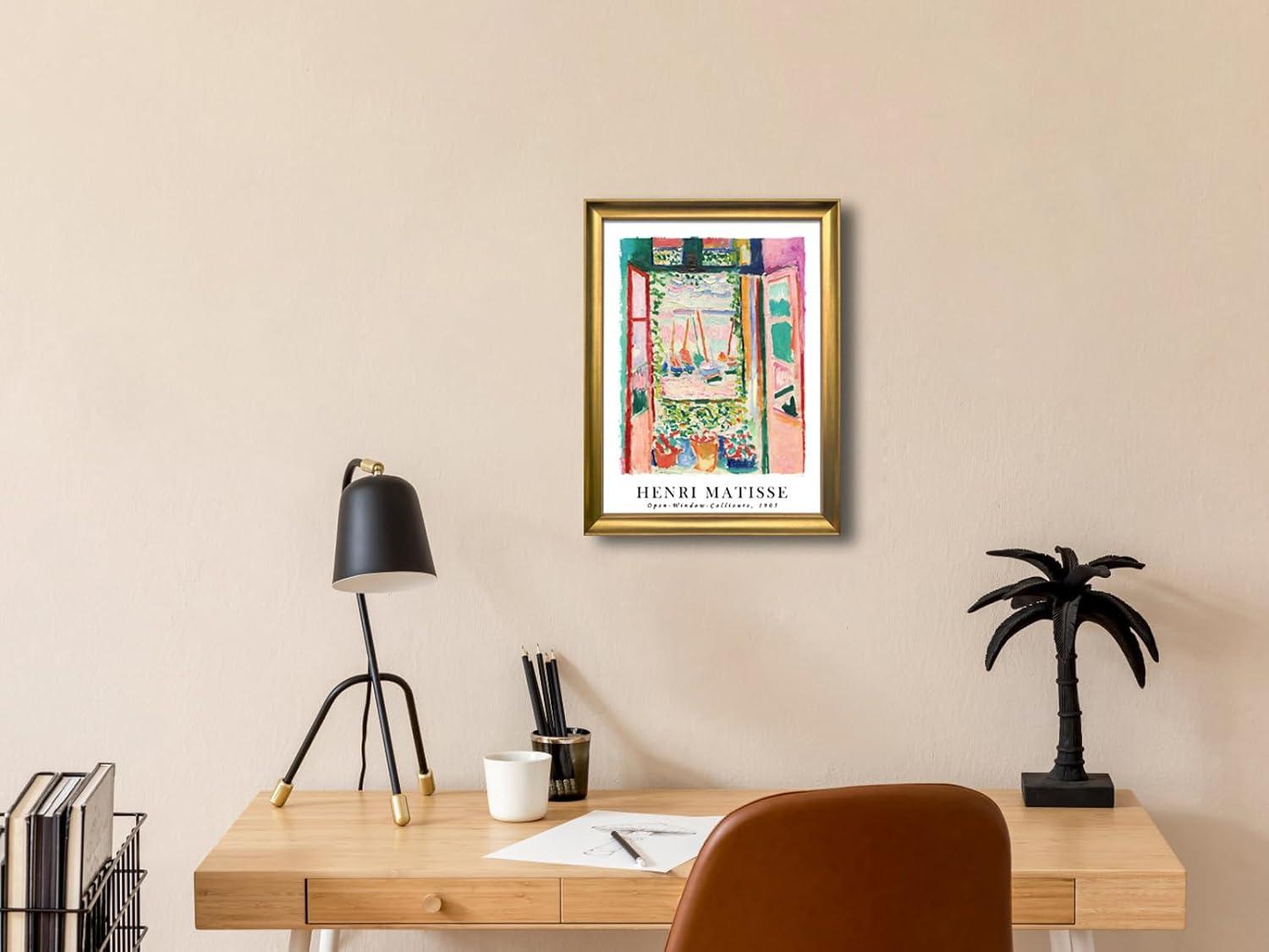 imageWieco Art Framed Wall Art View of Collioure 1905 by Henri Mattise Abstract Colorful Art Matisse Posters Canvas Prints for Wall and Home Office Decorations Bronze Gold FramePink1