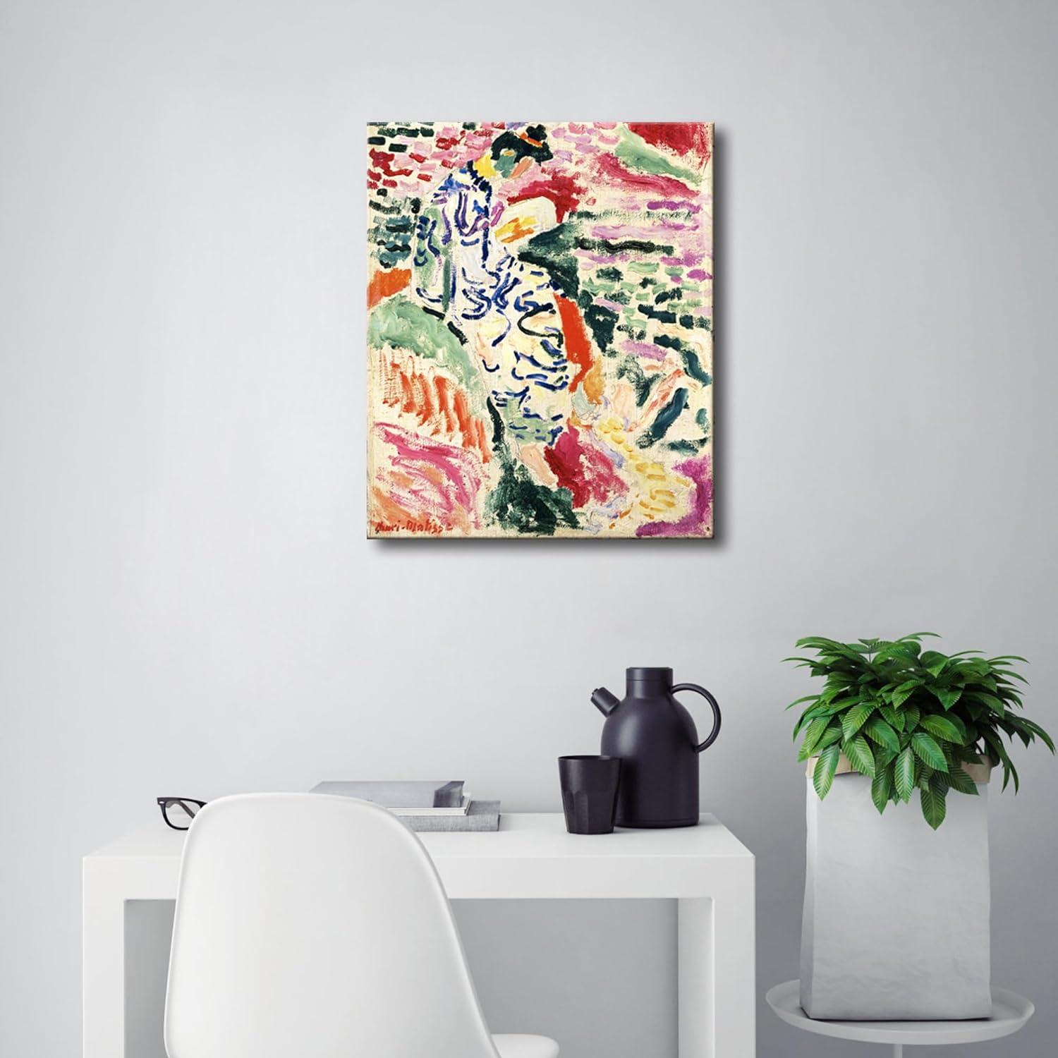 imageWieco Art Framed Wall Art View of Collioure 1905 by Henri Mattise Abstract Colorful Art Matisse Posters Canvas Prints for Wall and Home Office Decorations Bronze Gold FramePink2