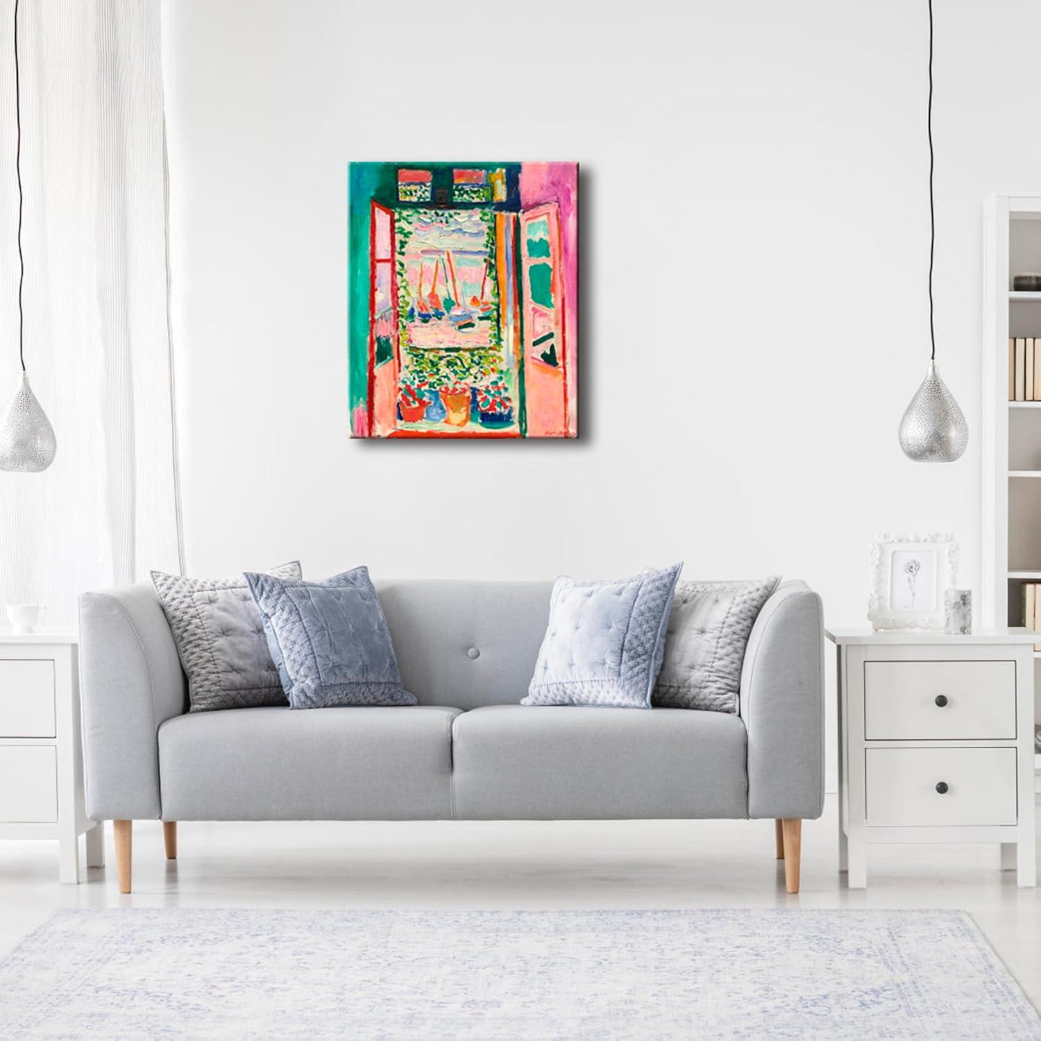 imageWieco Art Framed Wall Art View of Collioure 1905 by Henri Mattise Abstract Colorful Art Matisse Posters Canvas Prints for Wall and Home Office Decorations Bronze Gold FramePink1