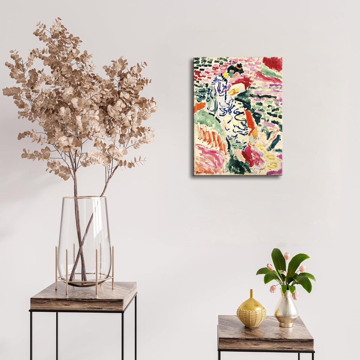imageWieco Art Framed Wall Art View of Collioure 1905 by Henri Mattise Abstract Colorful Art Matisse Posters Canvas Prints for Wall and Home Office Decorations Bronze Gold FramePink2
