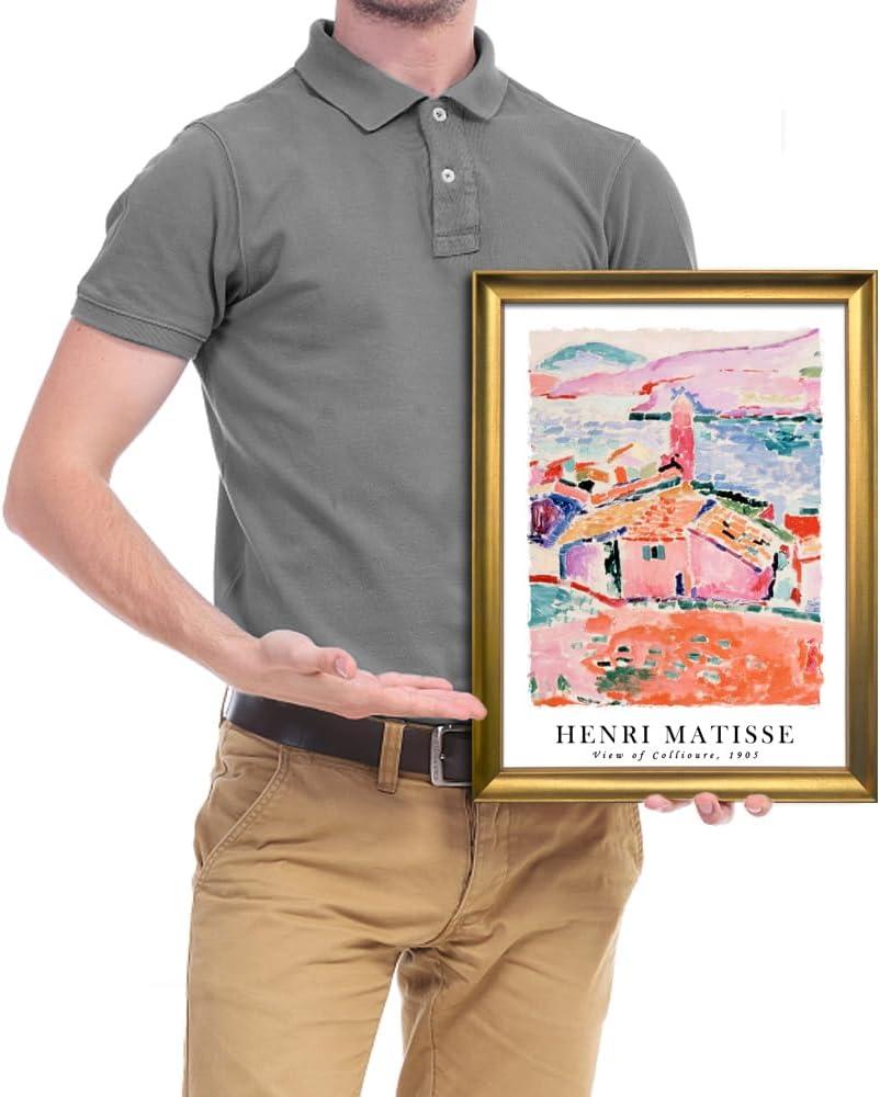 imageWieco Art Framed Wall Art View of Collioure 1905 by Henri Mattise Abstract Colorful Art Matisse Posters Canvas Prints for Wall and Home Office Decorations Bronze Gold FramePink3