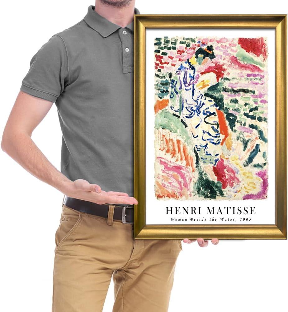 imageWieco Art Virtual Bundles Framed Wall Art by Henri Mattise Abstract Colorful Art Matisse Posters Canvas Prints for Wall and Home Office Decorations Bronze Gold Frame